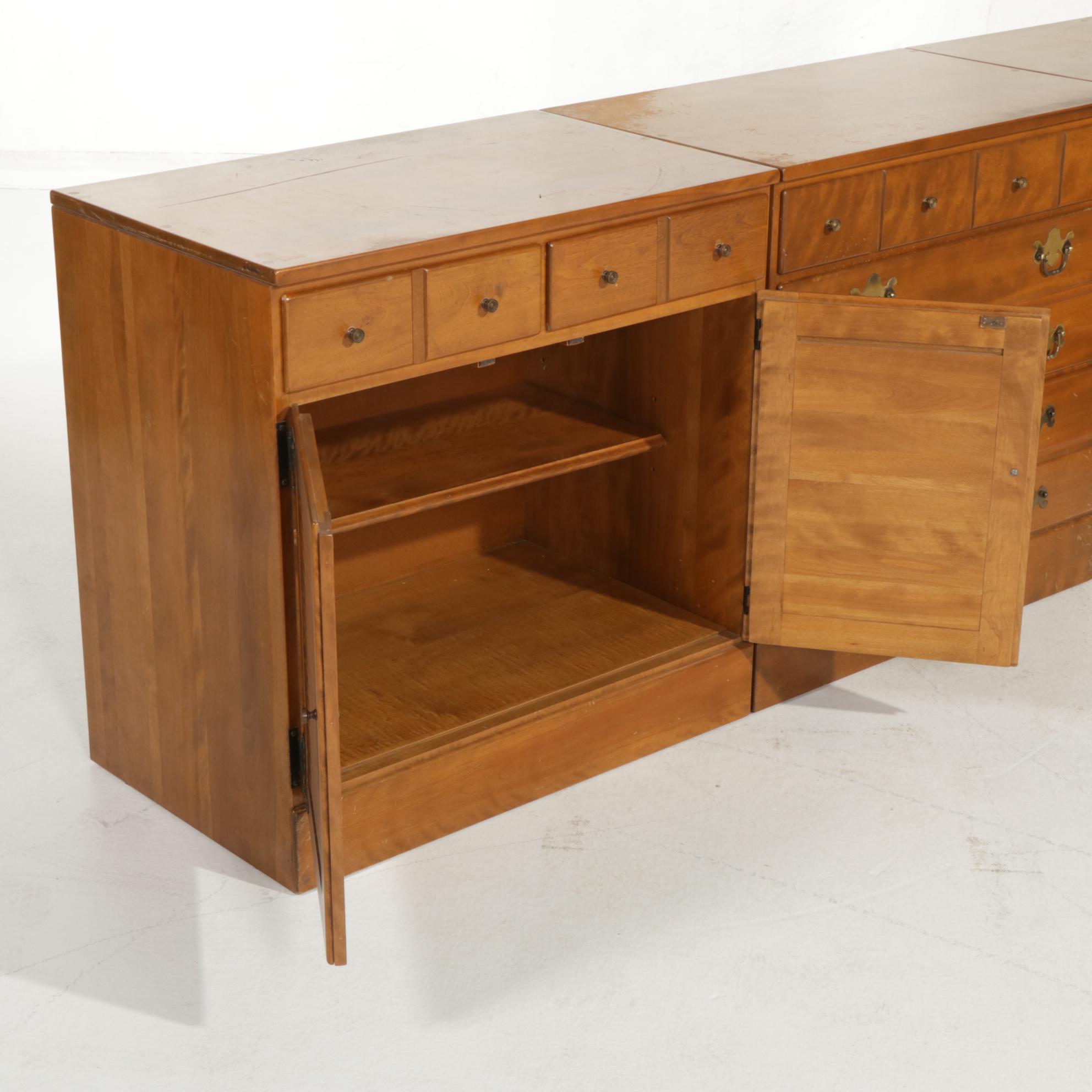 Ethan Allen Corner Desk, Hutch and Three Chests, Late 20th Century