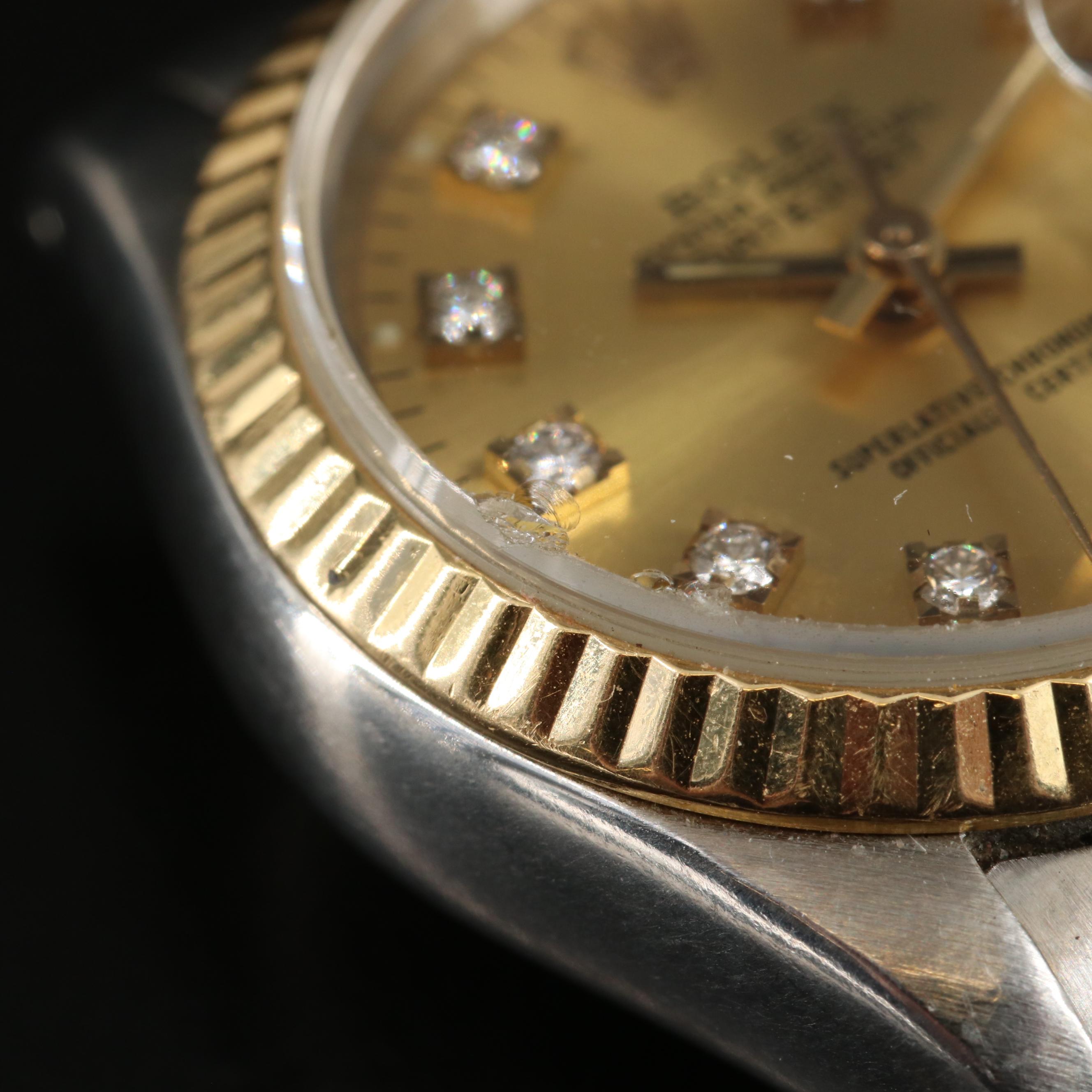 1985 Rolex Custom Diamond Dial, Two-Tone Datejust Watch