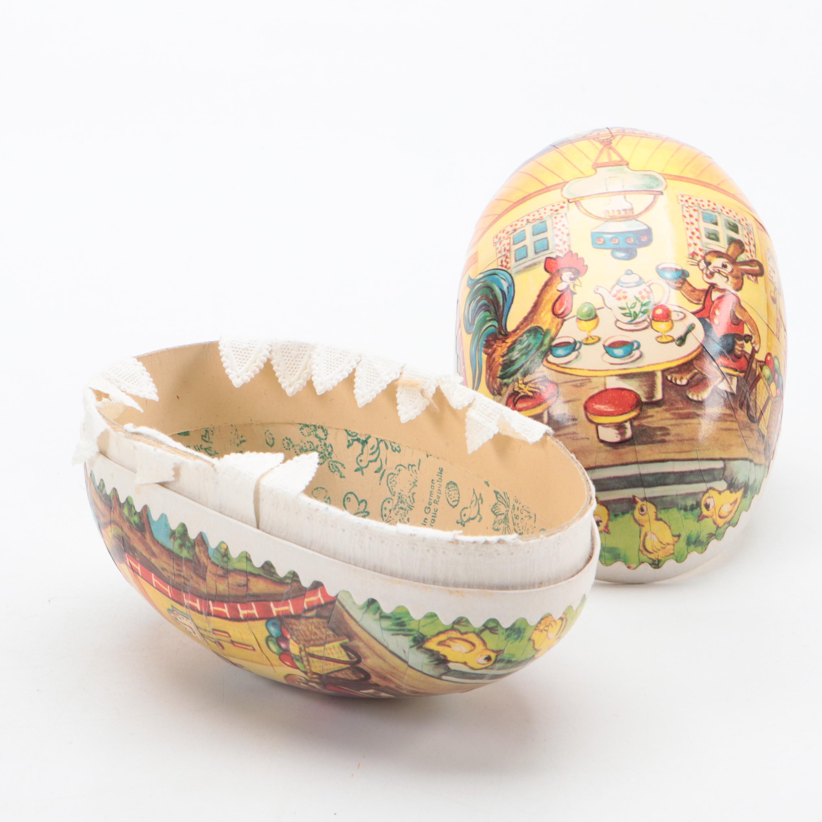 German Papier-Mache Candy Containers and Other Egg Shaped Figurines