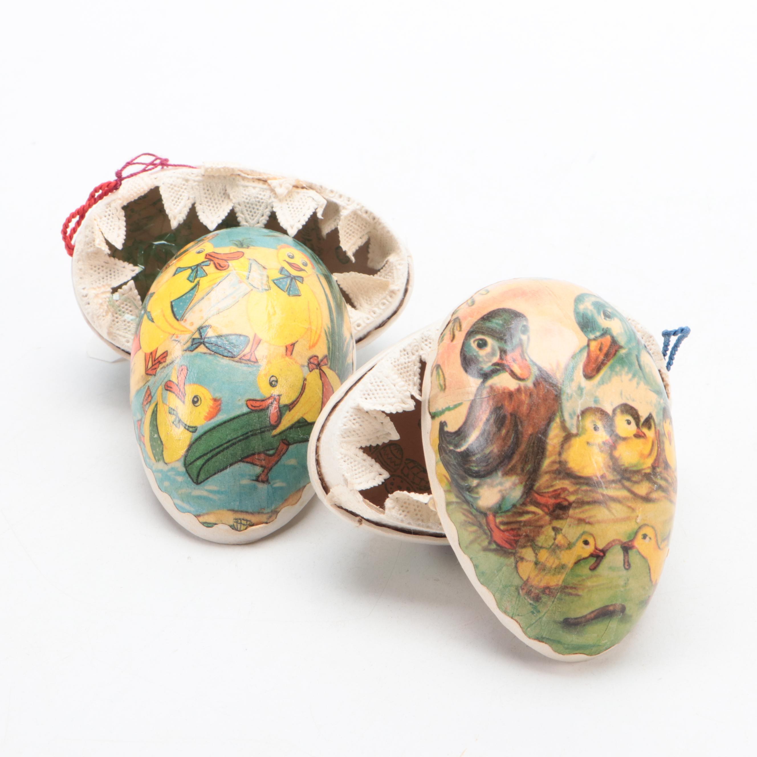German Papier-Mache Candy Containers and Other Egg Shaped Figurines