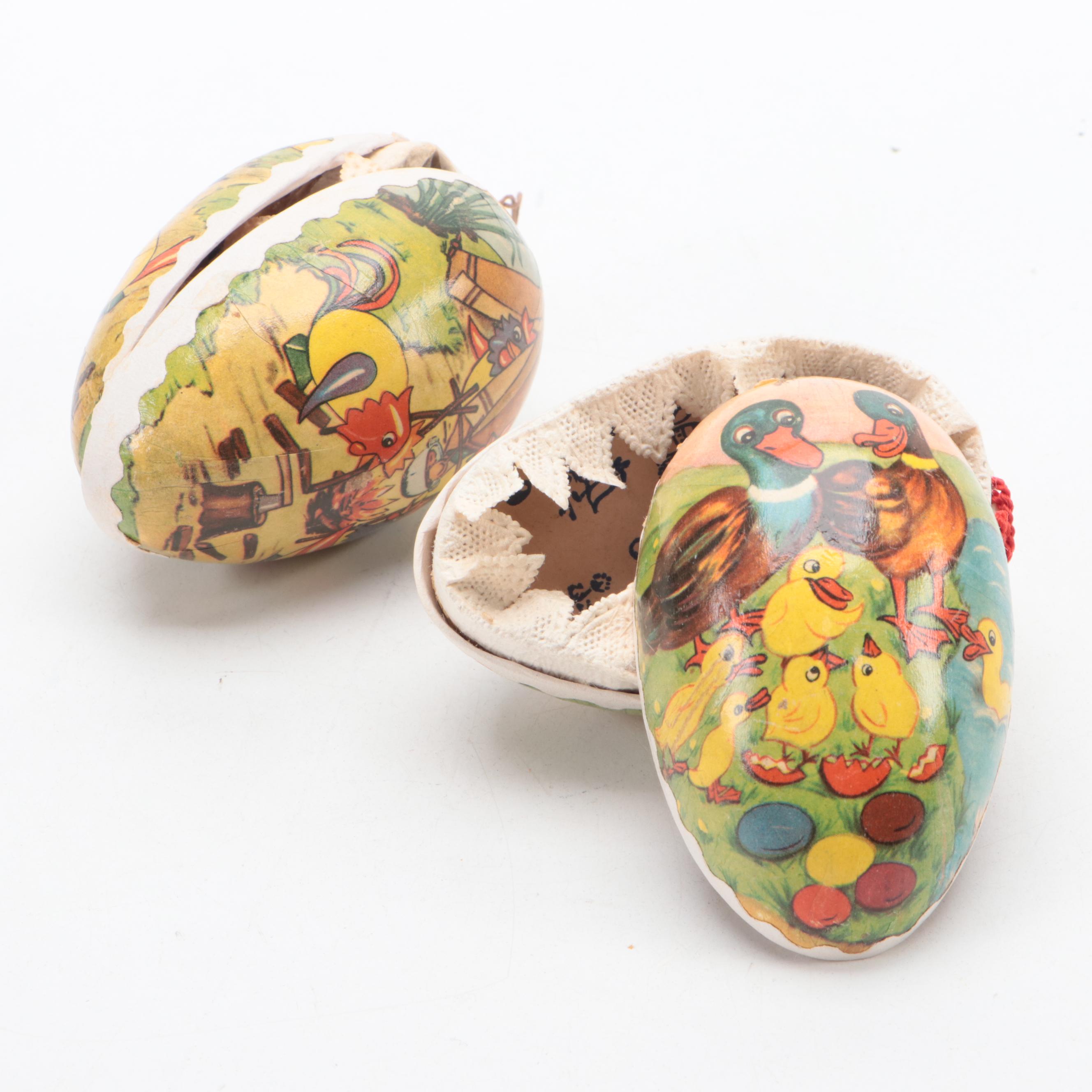 German PapierMache Candy Containers and Other Egg Shaped Figurines EBTH
