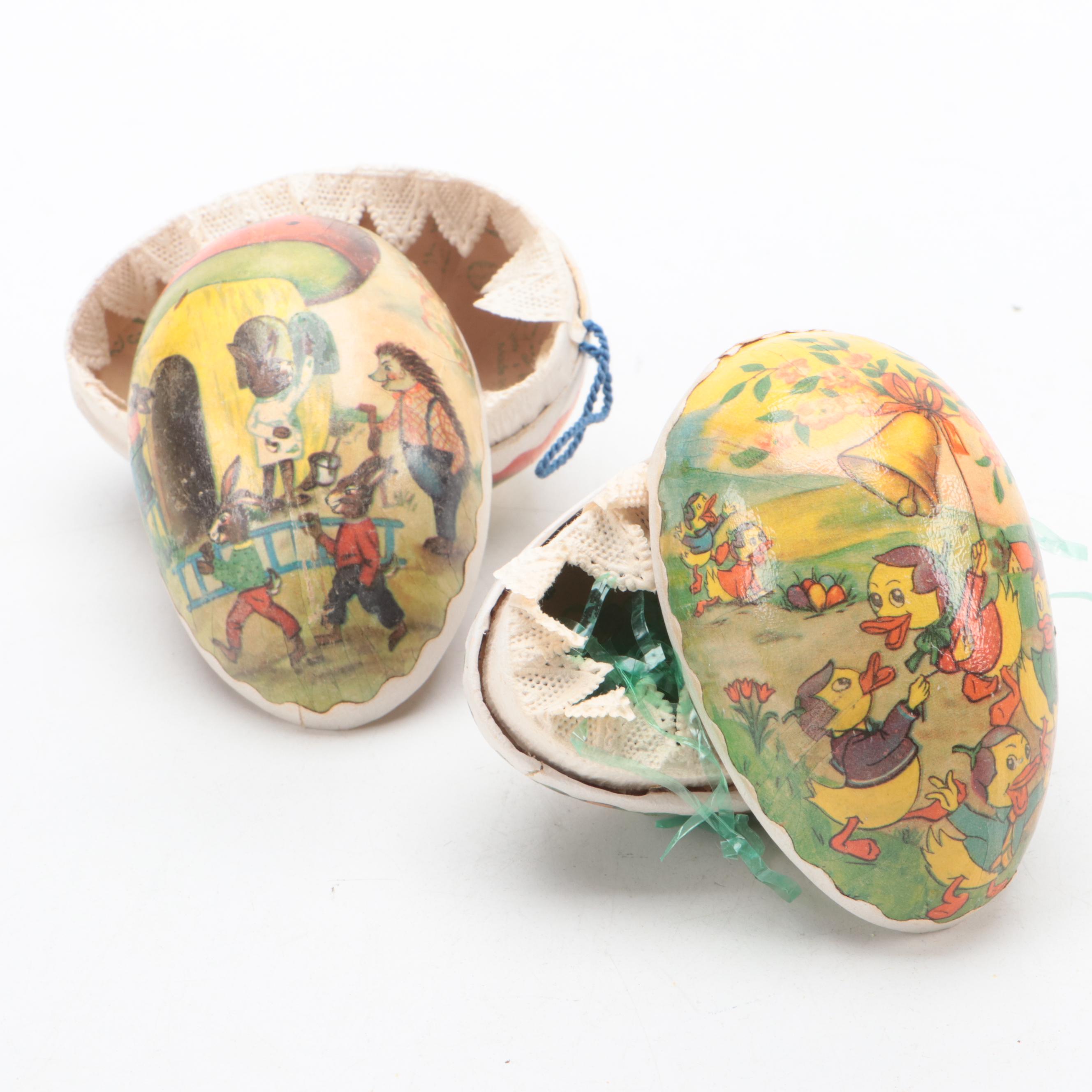 German Papier-Mache Candy Containers and Other Egg Shaped Figurines