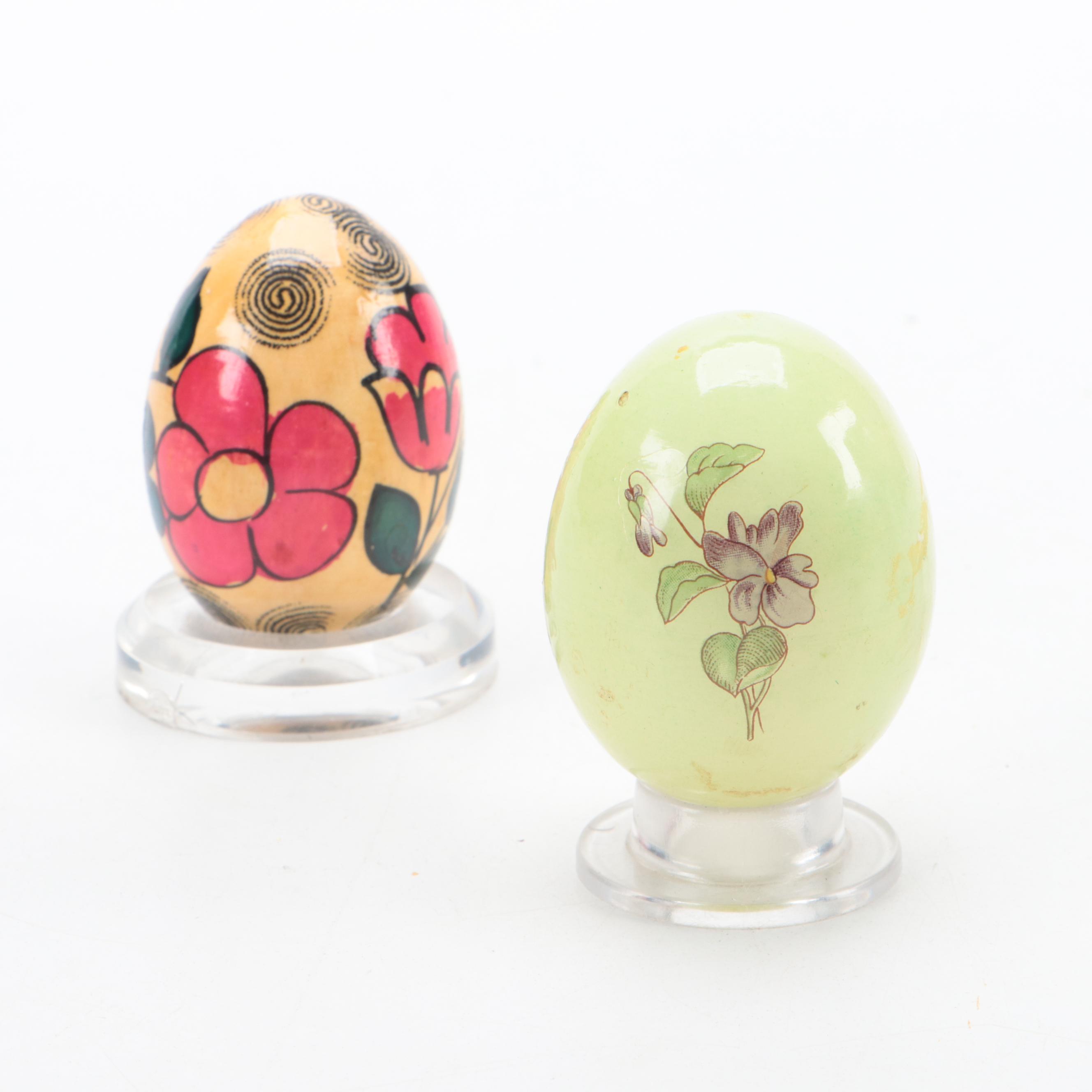 German Papier-Mache Candy Containers and Other Egg Shaped Figurines