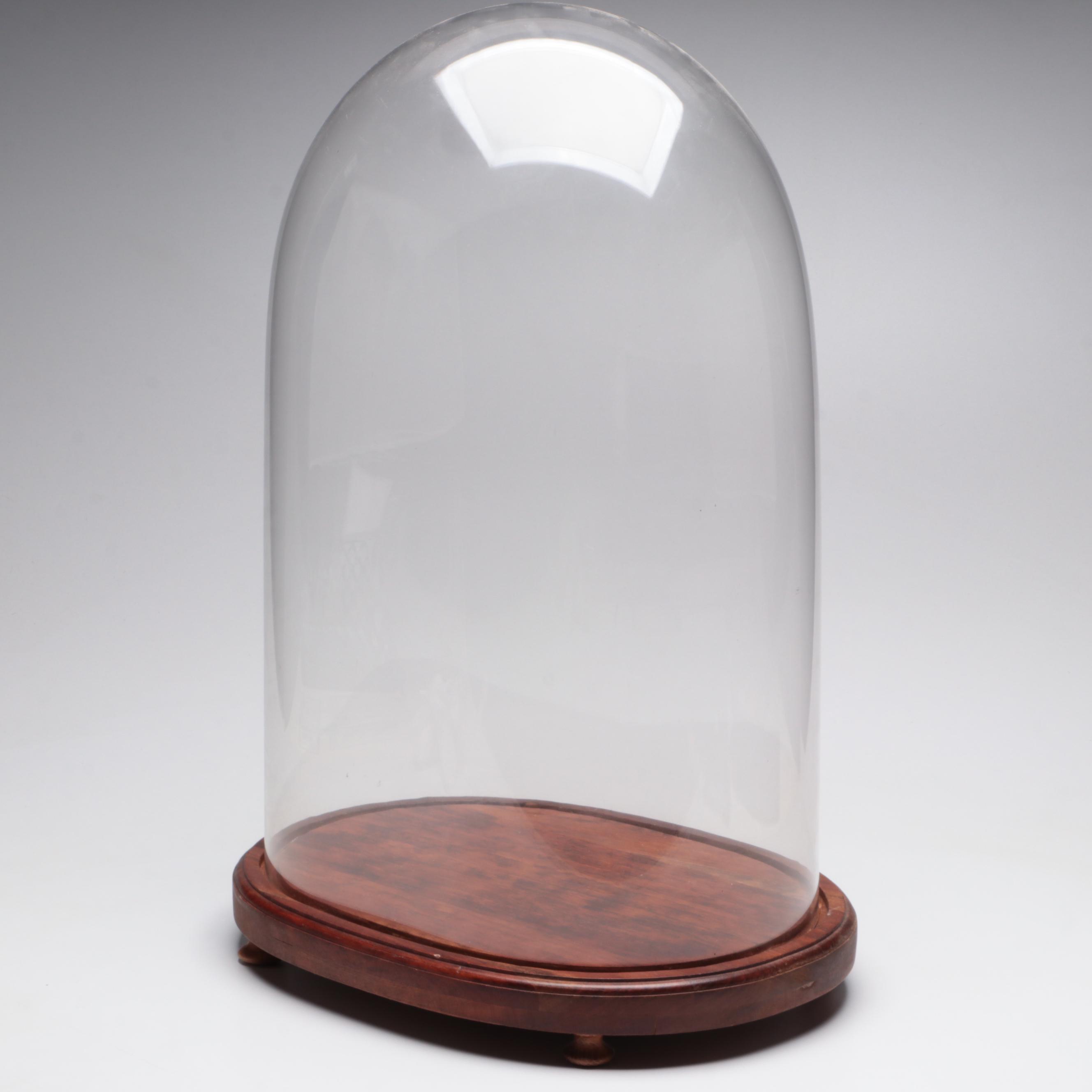 Wood and Glass Clock Dome Display