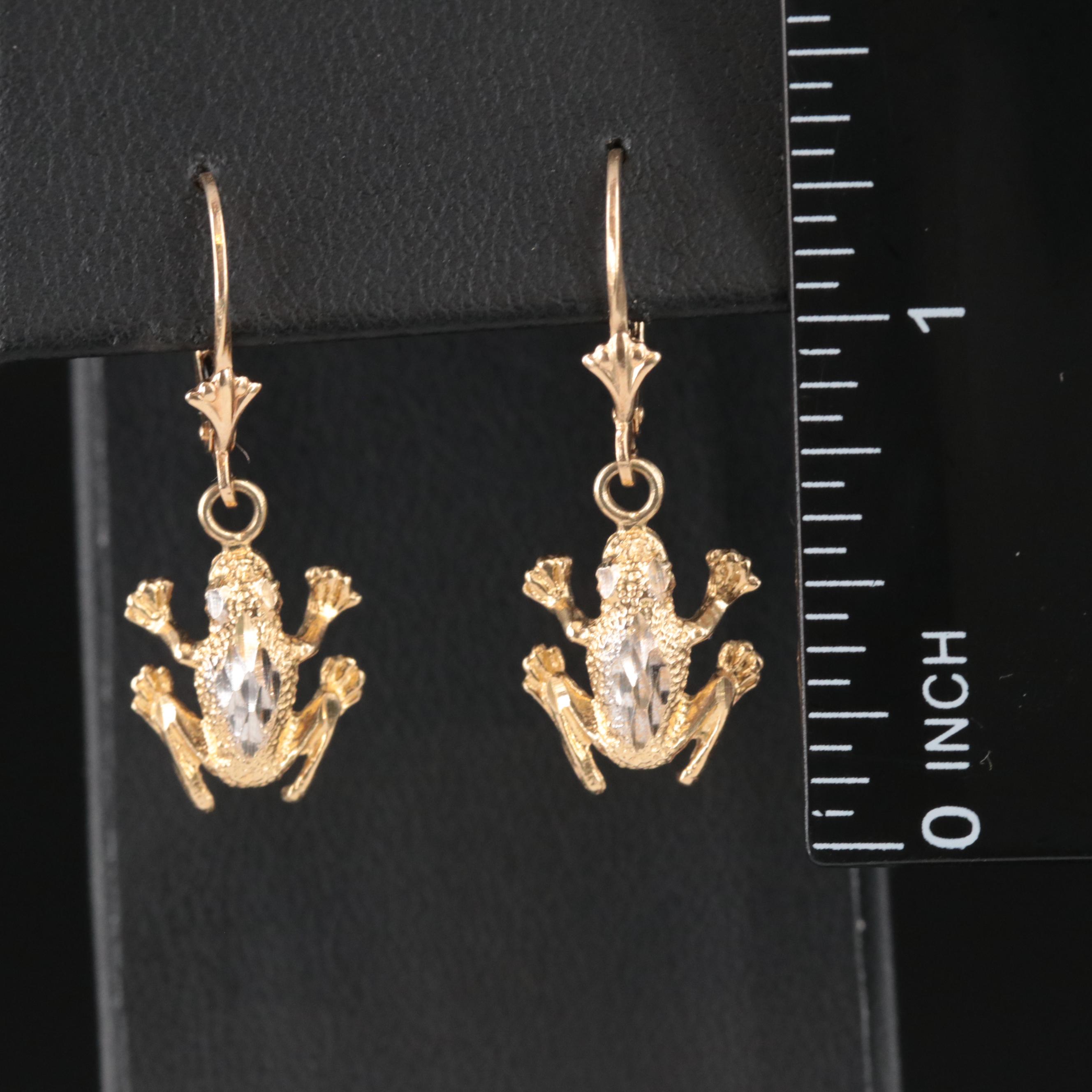 14K Frog Earrings