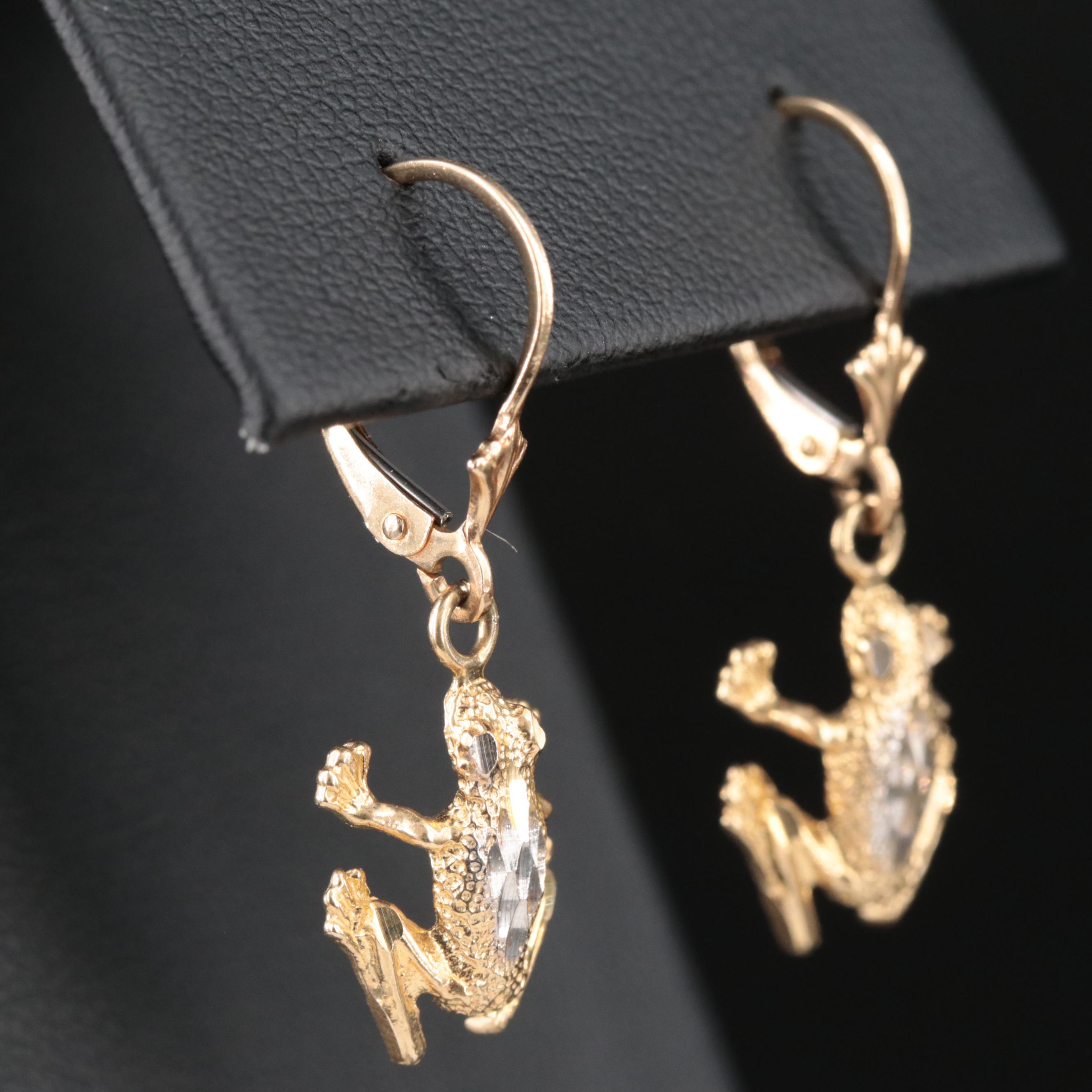 14K Frog Earrings