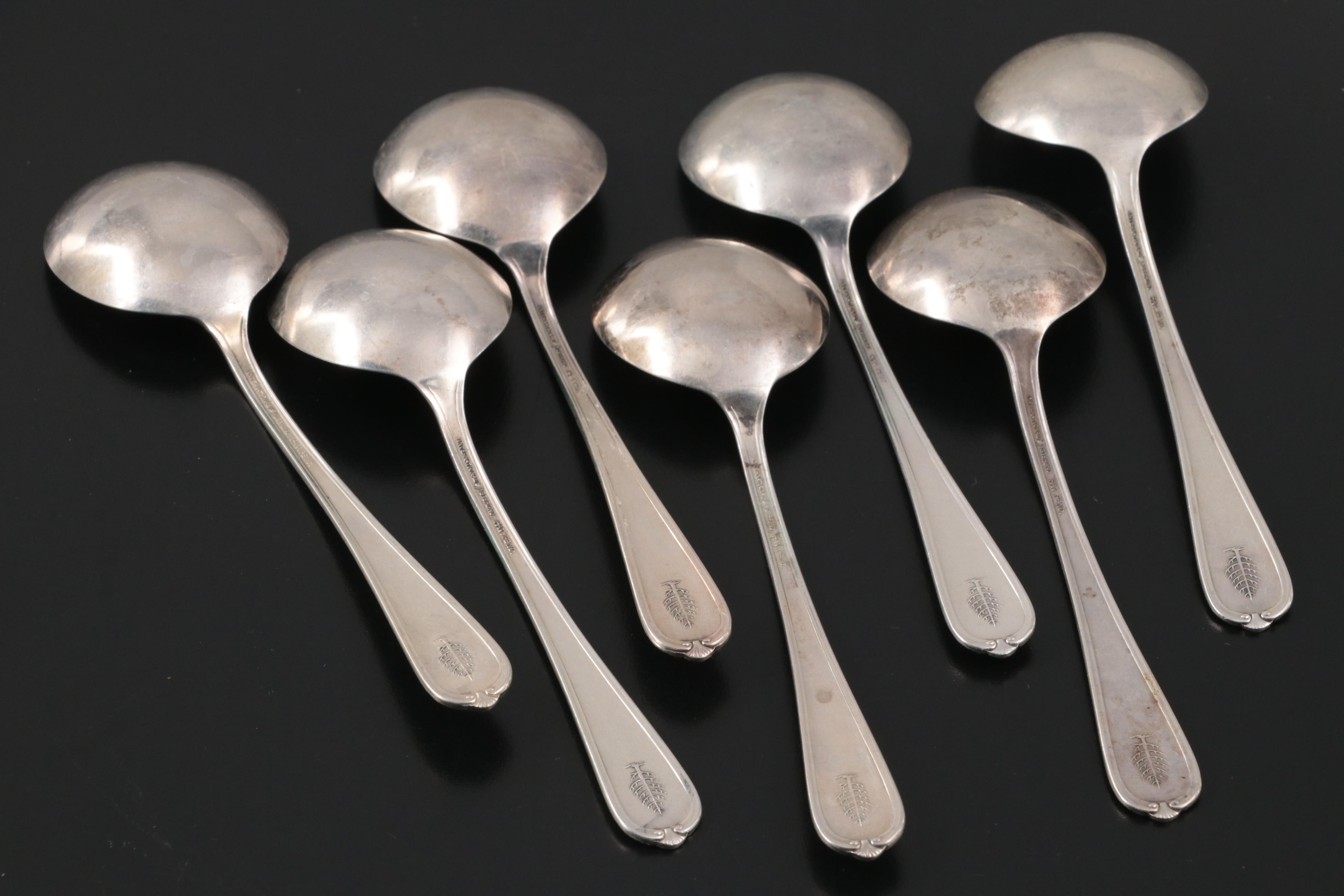 International Silver Co. "Pine Tree" Sterling Silver Melon and Bouillon Spoons
