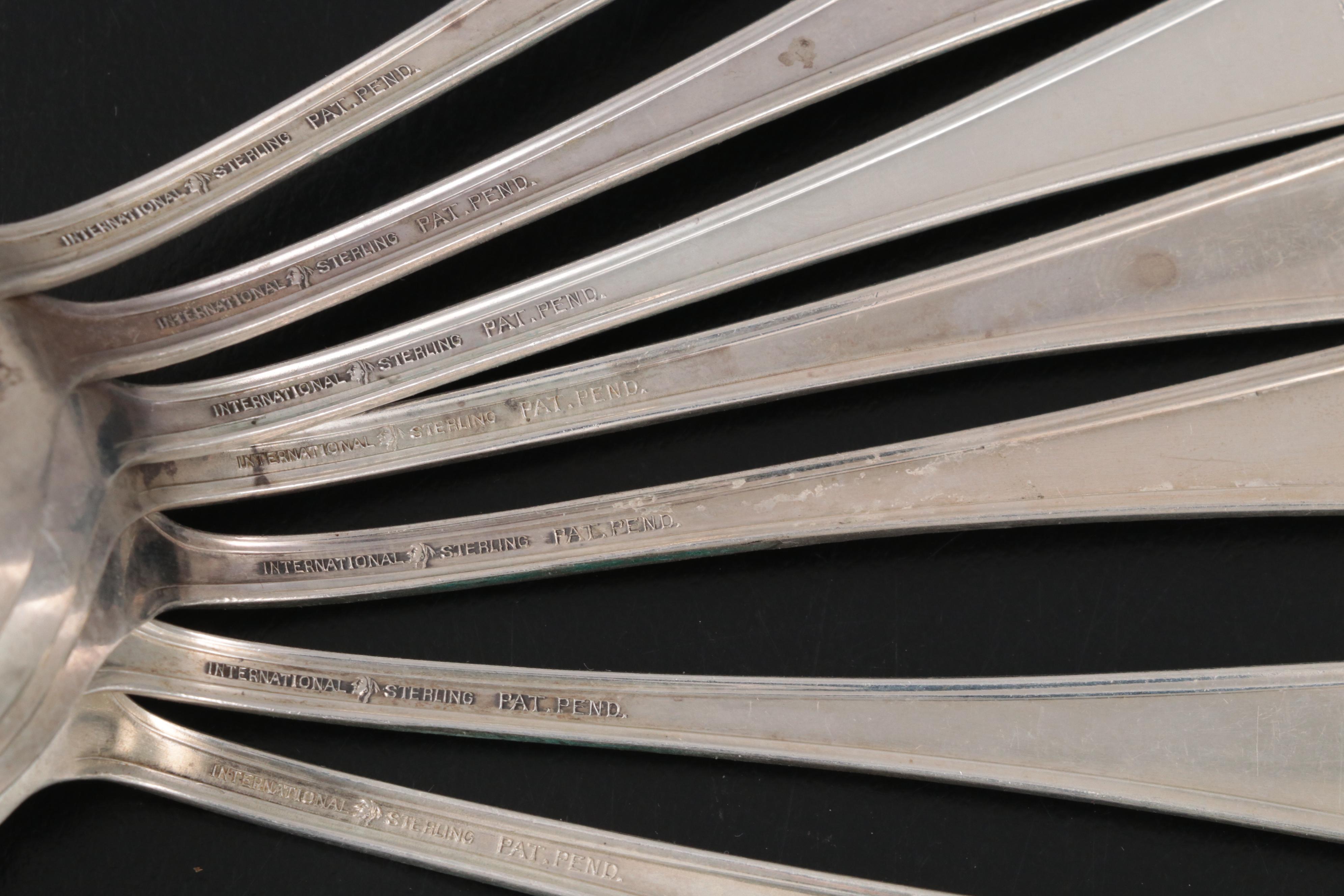 International Silver Co. "Pine Tree" Sterling Silver Melon and Bouillon Spoons