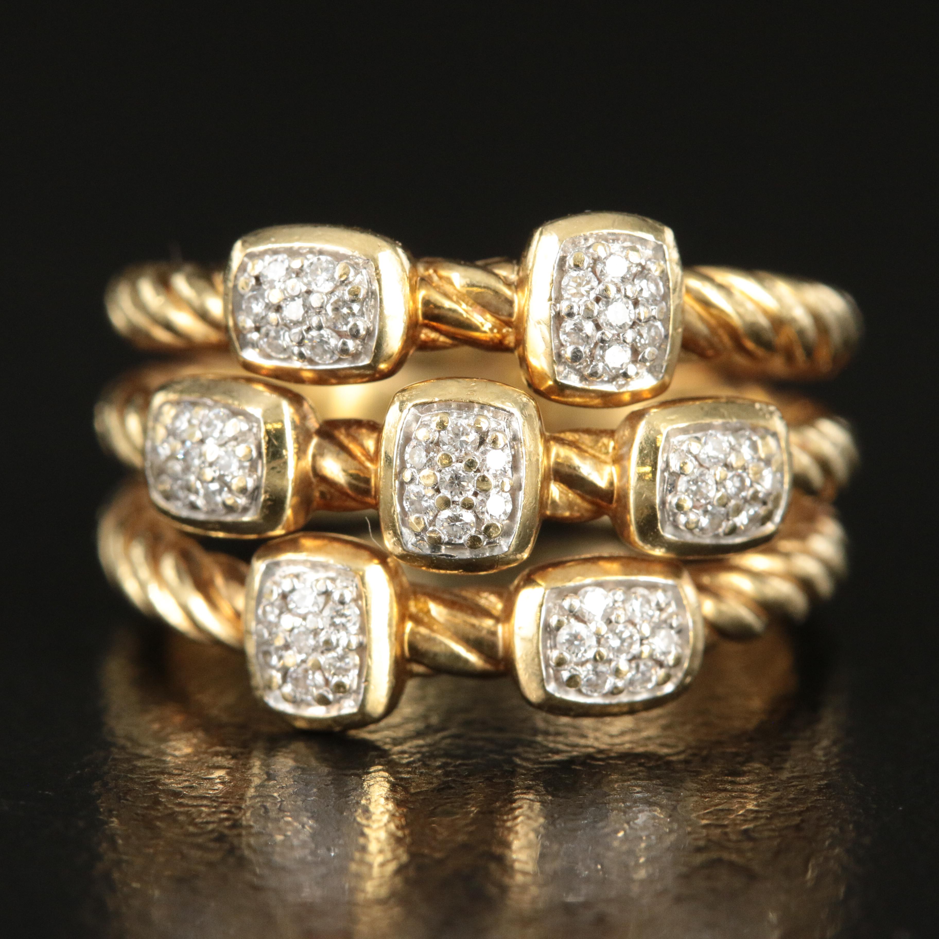 David Yurman "Confetti" 18K 0.25 CTW Diamond Triple Row Ring