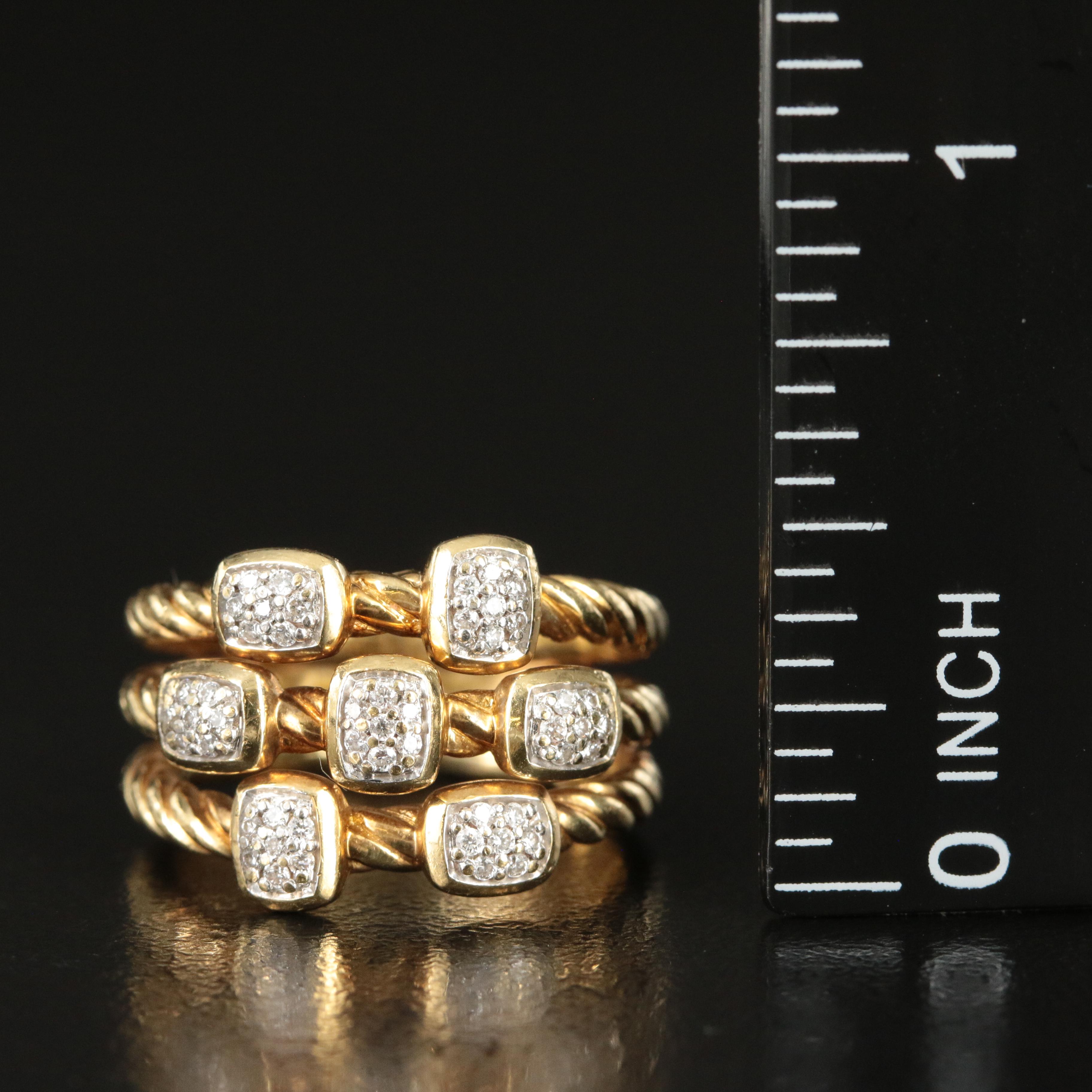 David Yurman "Confetti" 18K 0.25 CTW Diamond Triple Row Ring