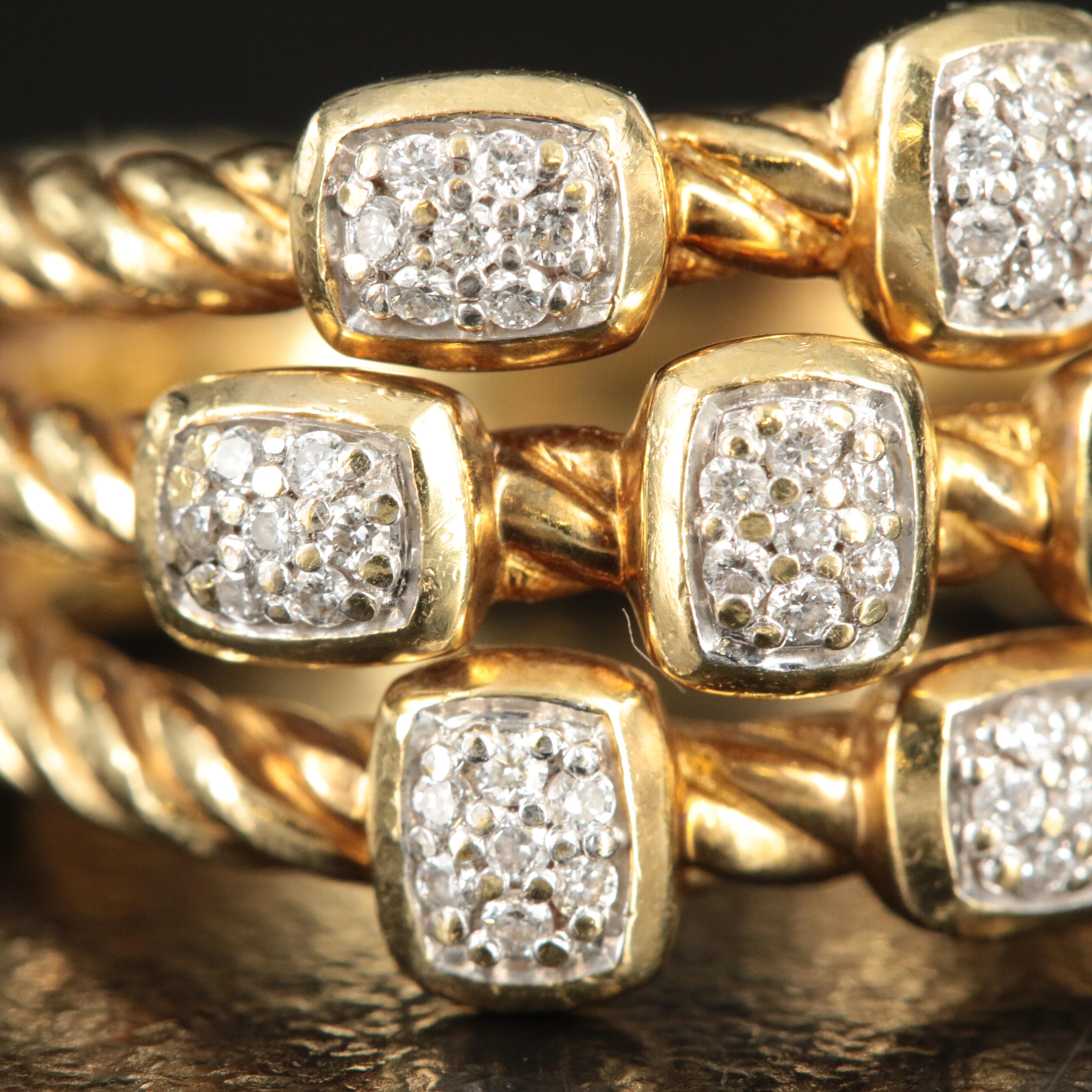 David Yurman "Confetti" 18K 0.25 CTW Diamond Triple Row Ring