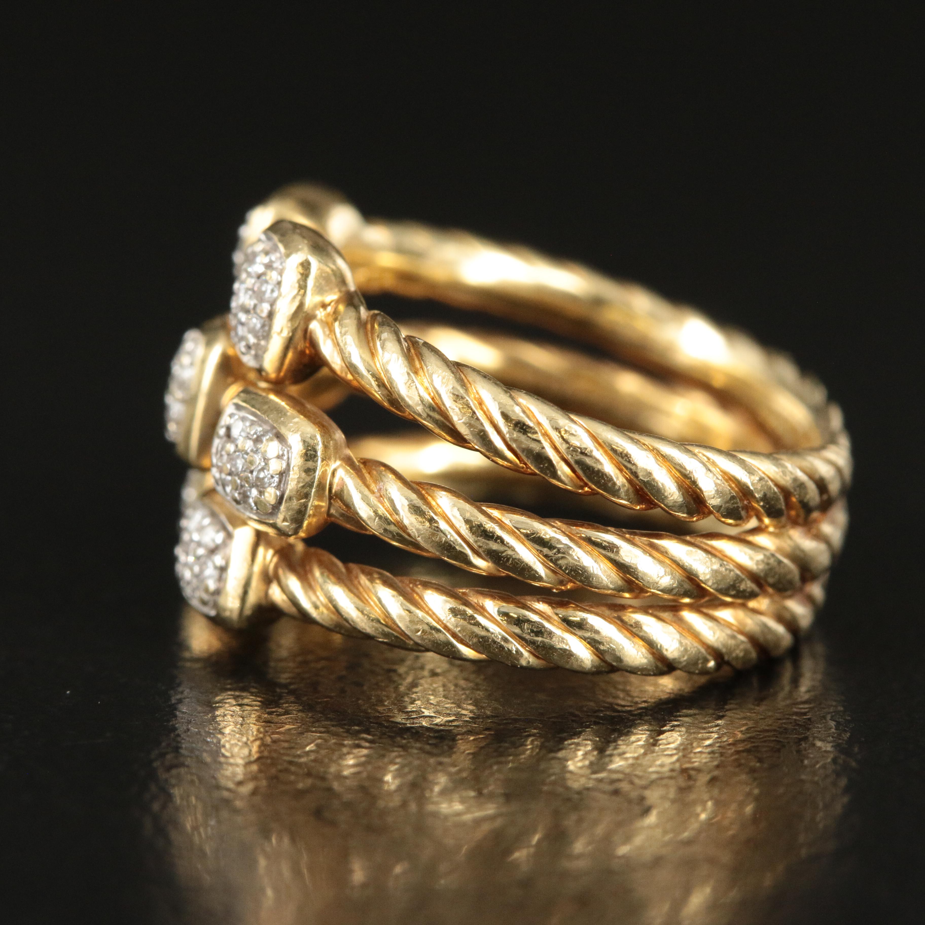 David Yurman "Confetti" 18K 0.25 CTW Diamond Triple Row Ring
