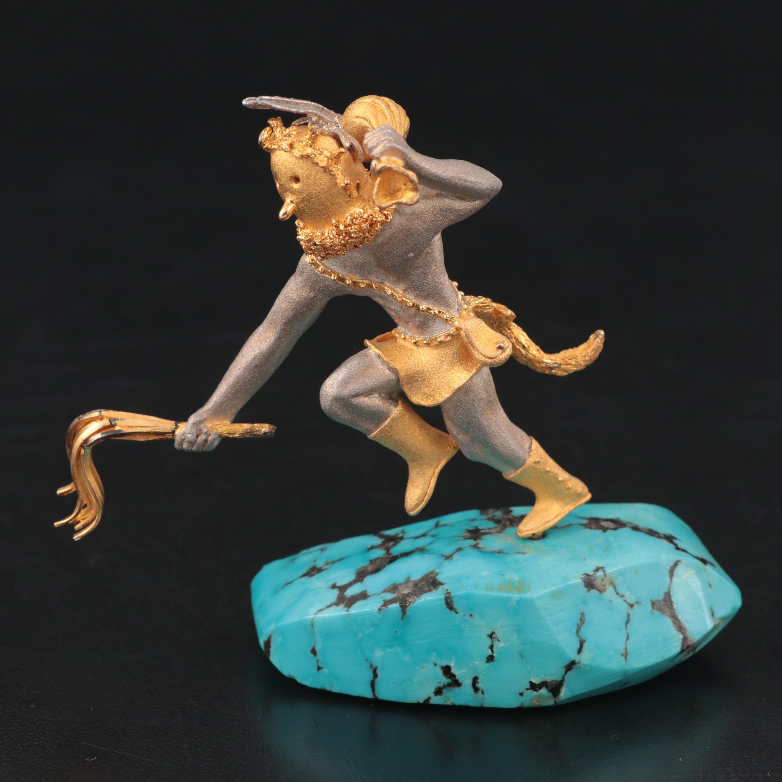 Mikael Redman Fine Silver and Turquoise Kachina Sculpture