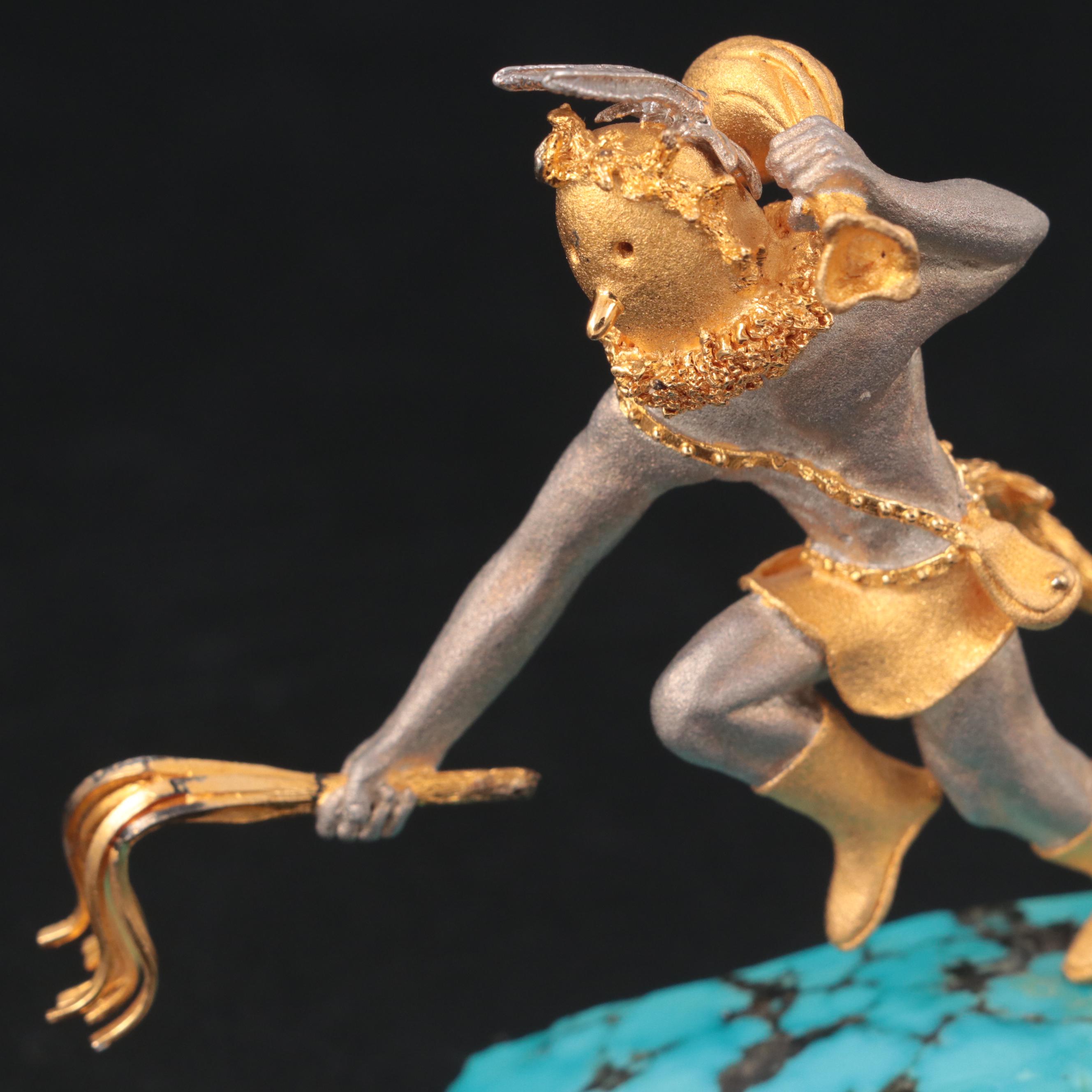 Mikael Redman Fine Silver and Turquoise Kachina Sculpture