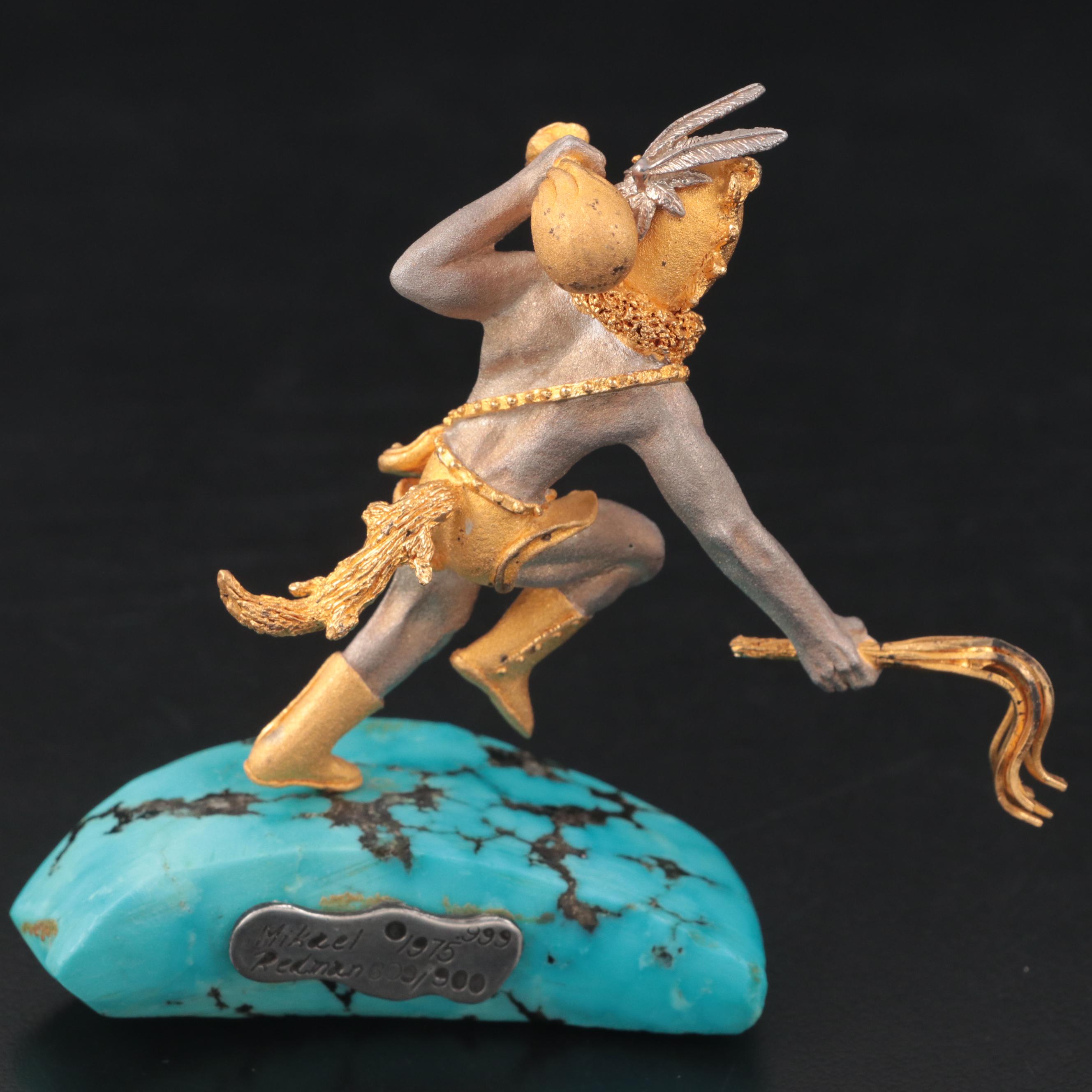 Mikael Redman Fine Silver and Turquoise Kachina Sculpture