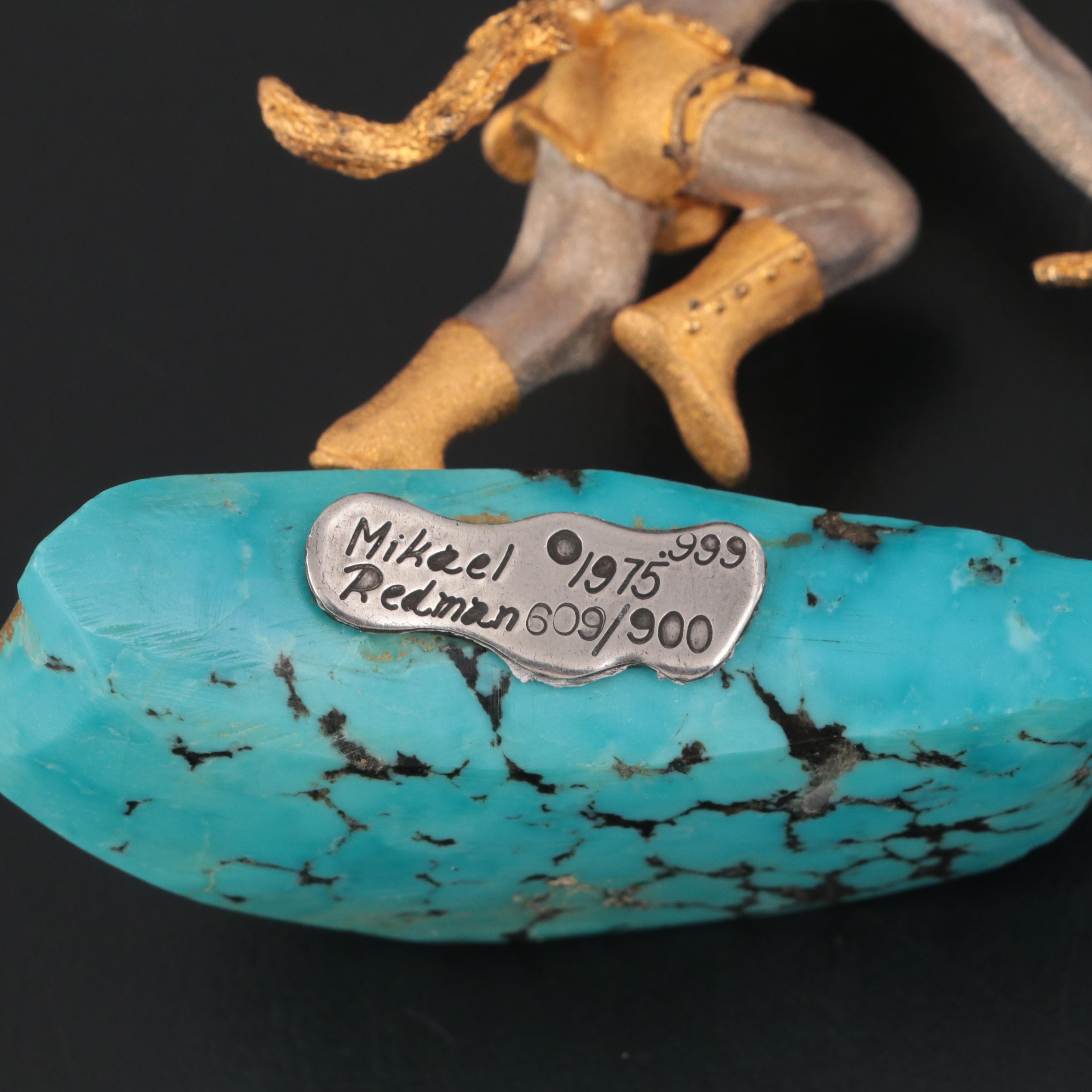 Mikael Redman Fine Silver and Turquoise Kachina Sculpture