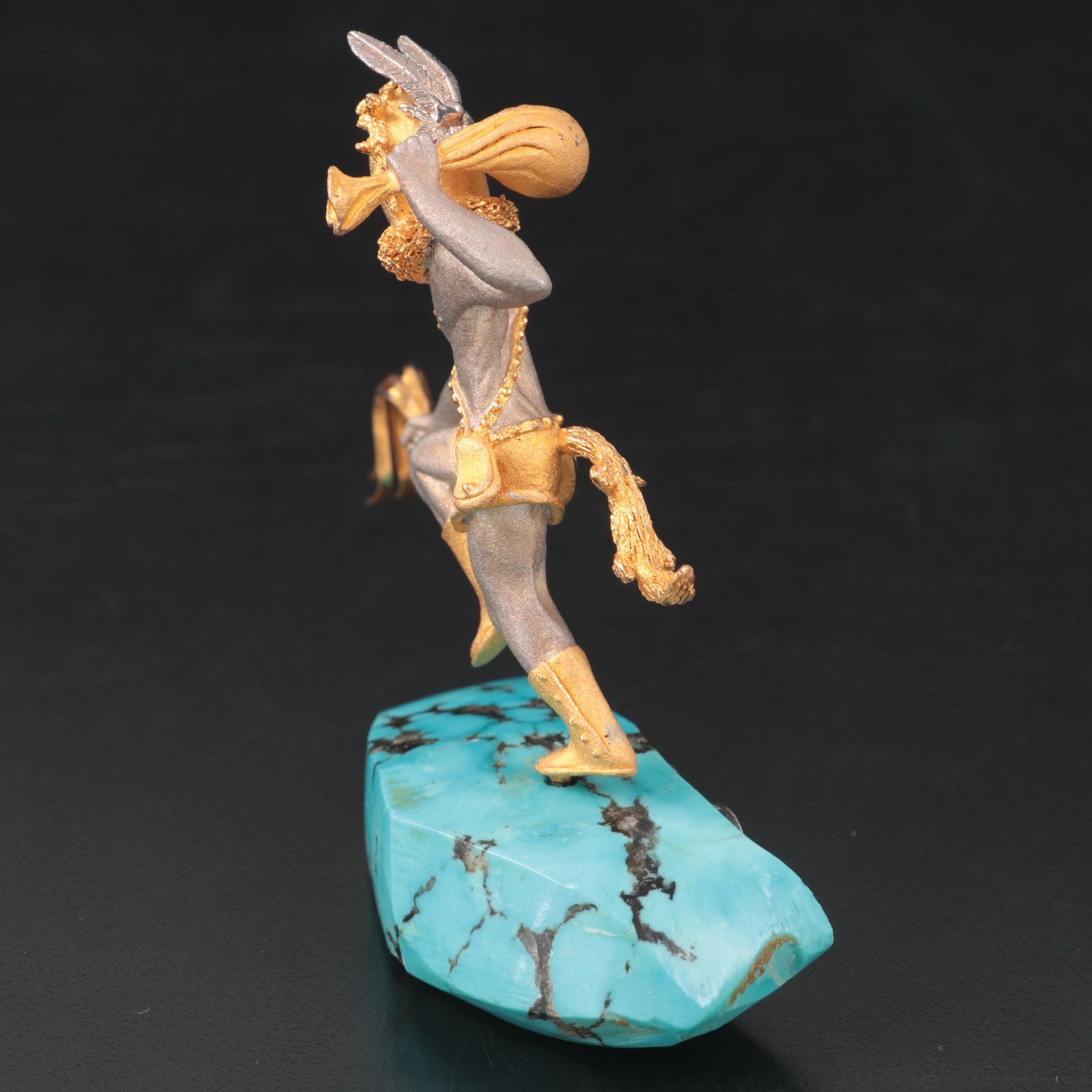 Mikael Redman Fine Silver and Turquoise Kachina Sculpture