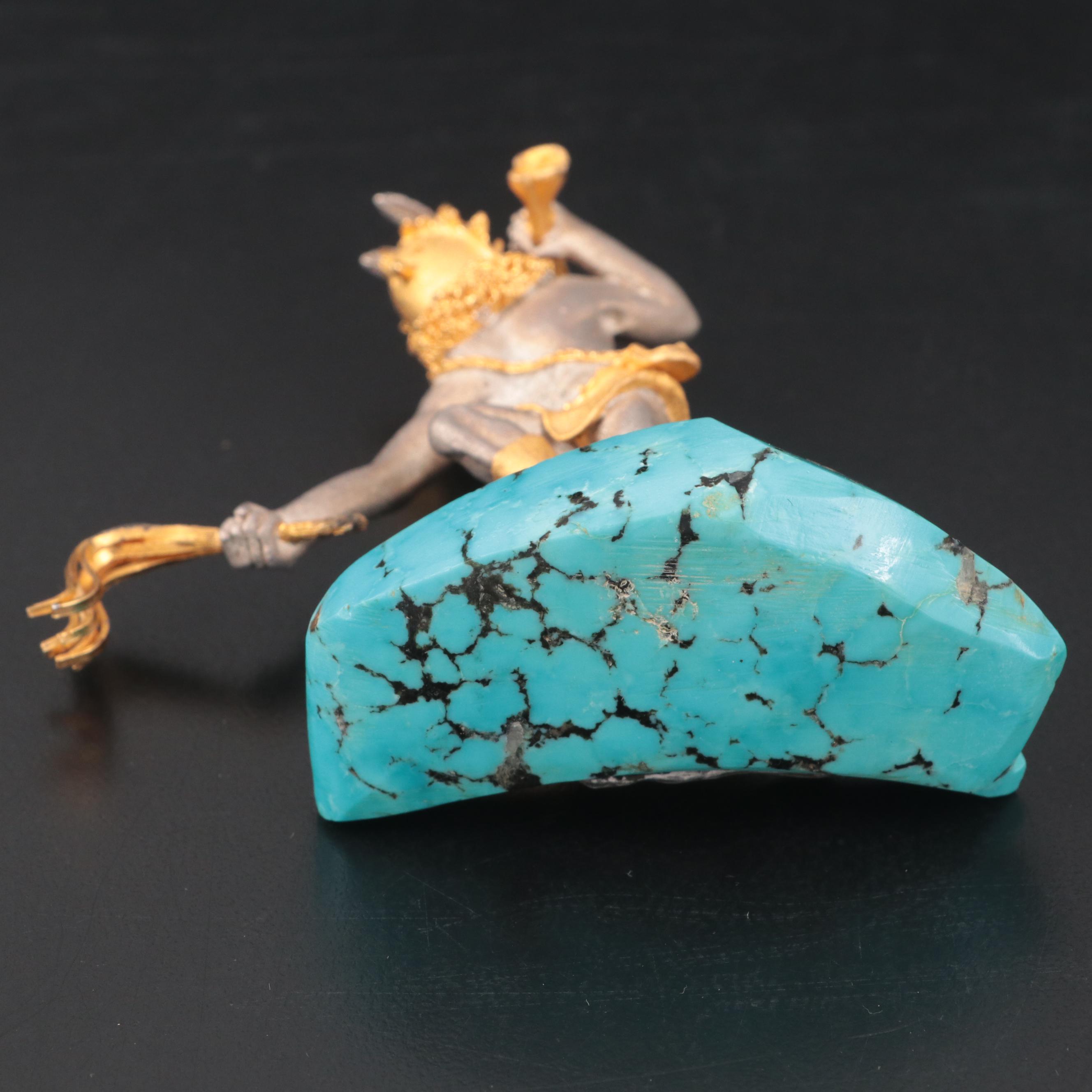 Mikael Redman Fine Silver and Turquoise Kachina Sculpture