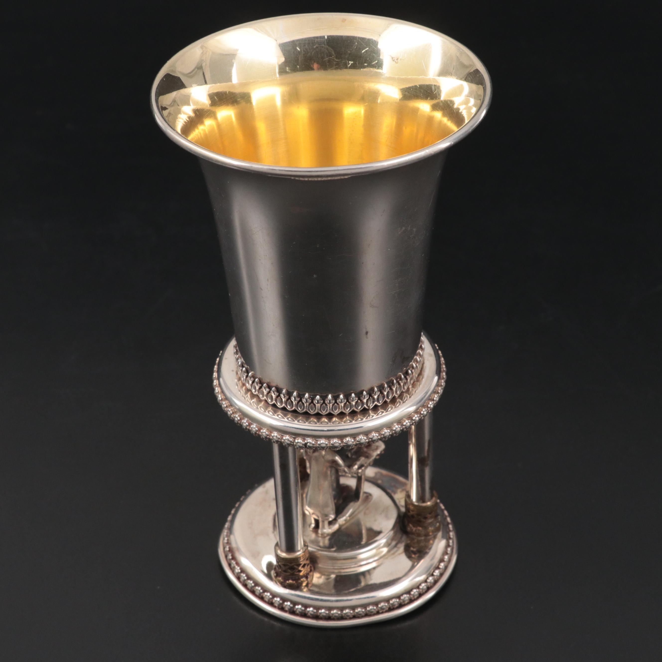 Bat Mitzvah Sterling Silver Kiddush Cup with Figural Base