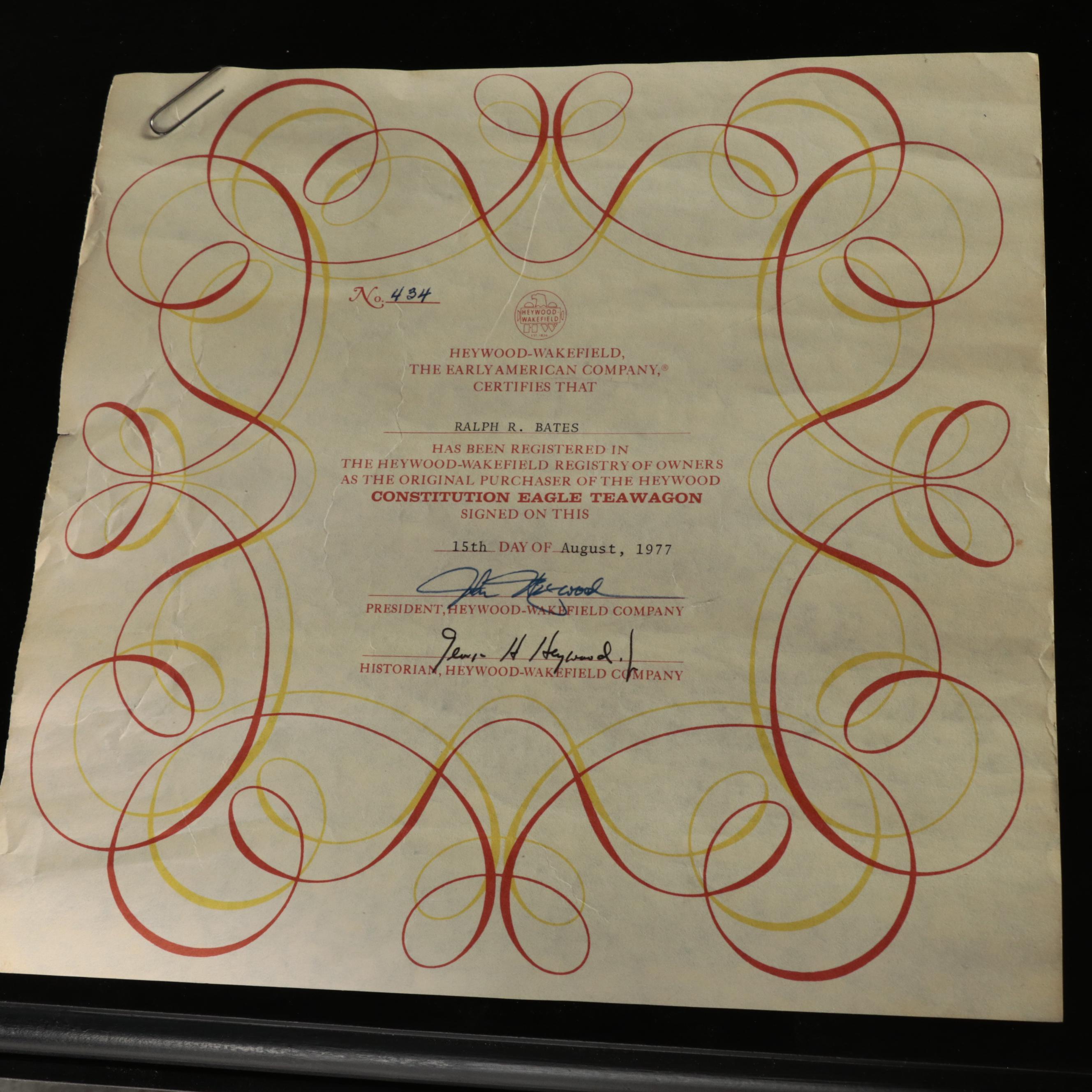 Heywood-Wakefield "Constitution Eagle" Tea Wagon, Limited Edition 434/850