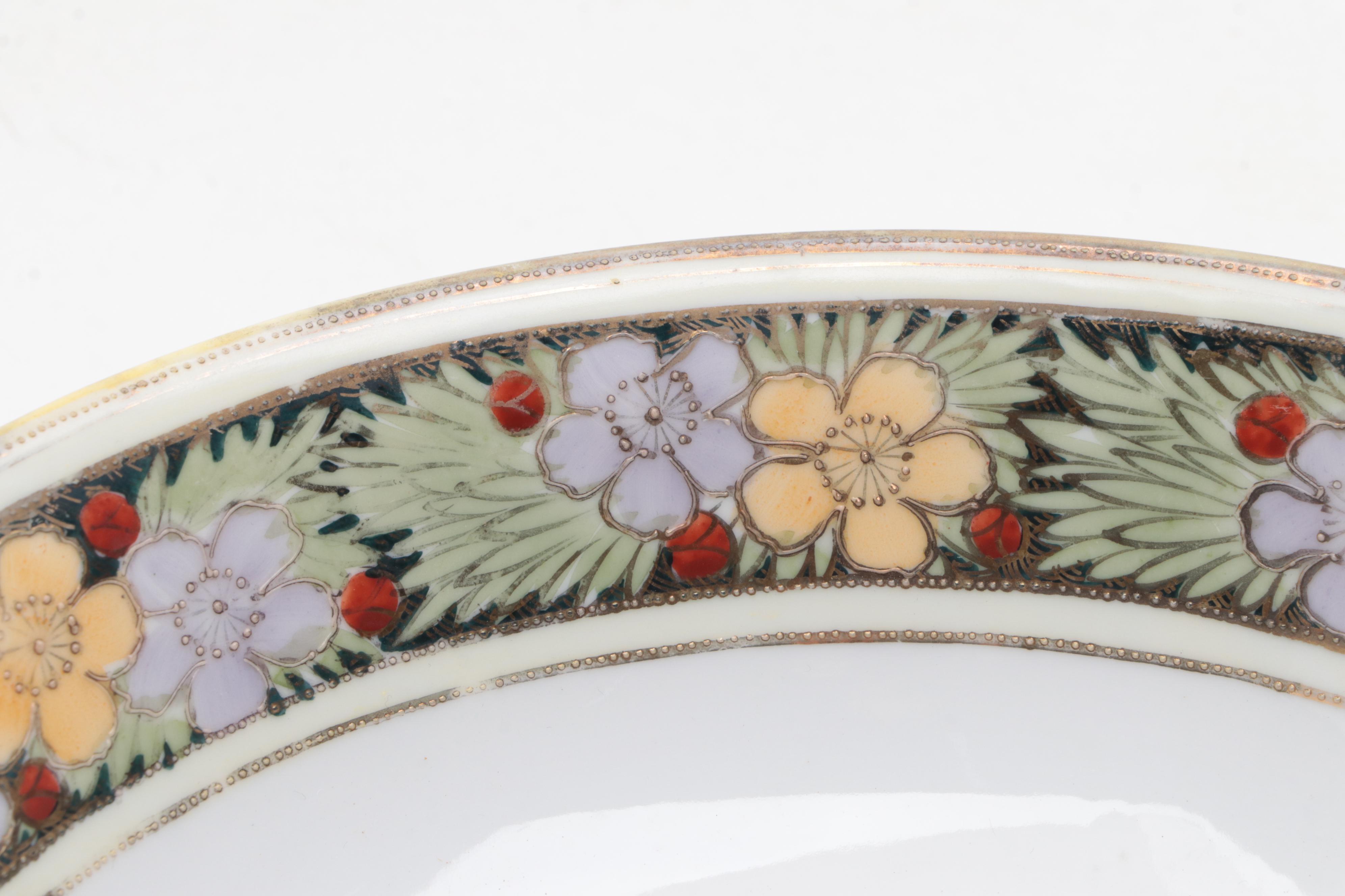 Nippon Berry Set with Chinese Plique-a-Jour Dish, Early to Mid-20th Century