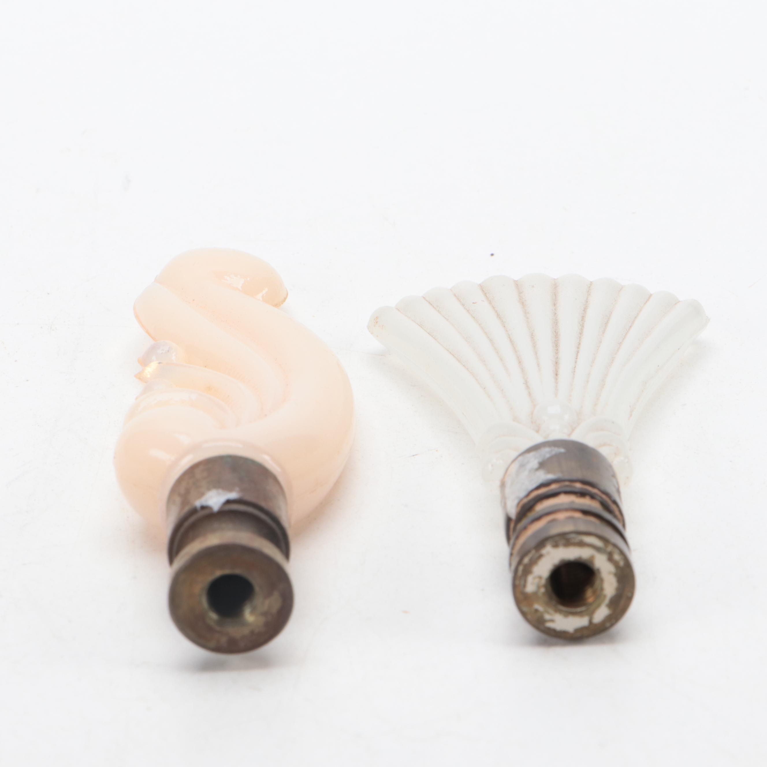 Art Deco Pressed Glass Lamp Finials