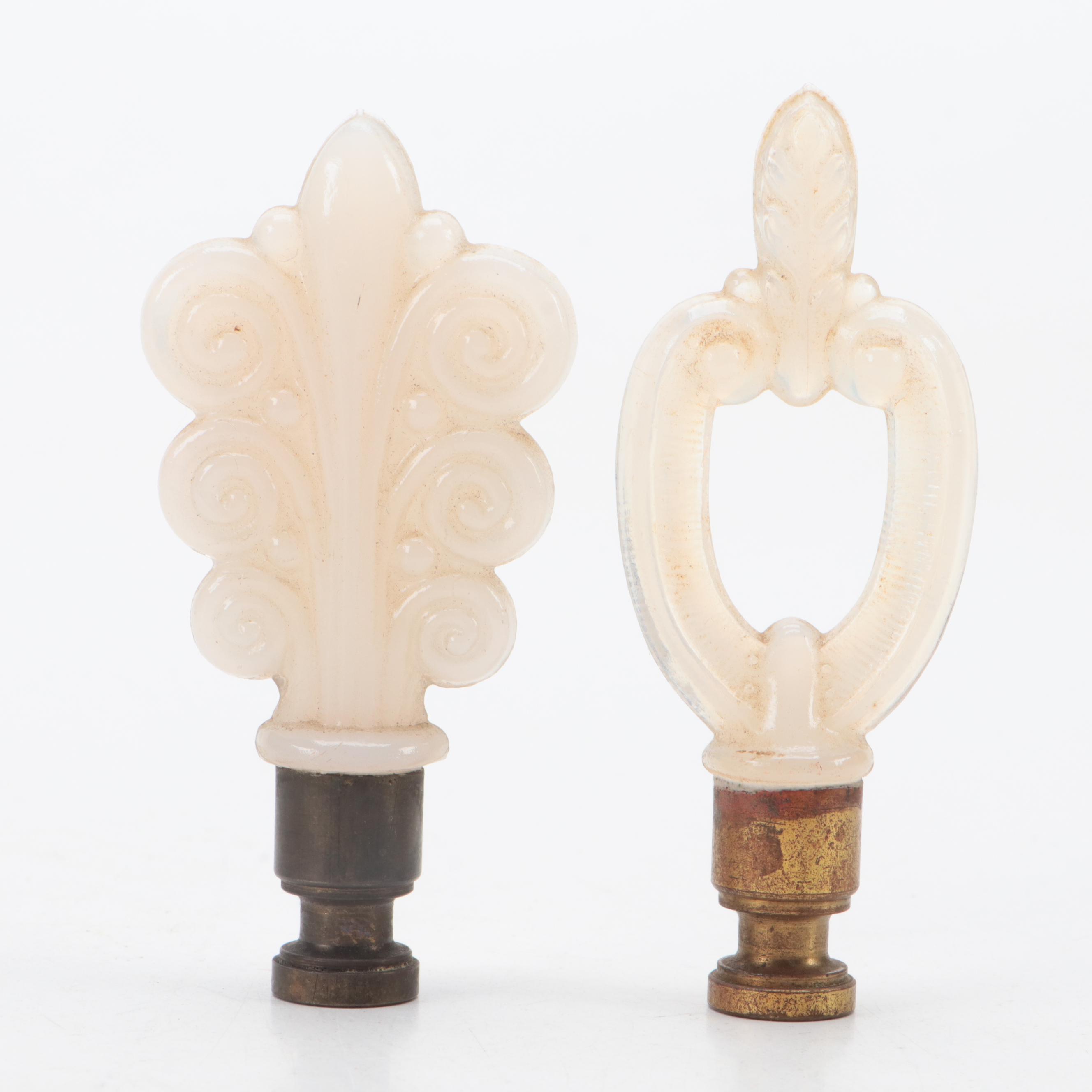 Art Deco Pressed Glass Lamp Finials
