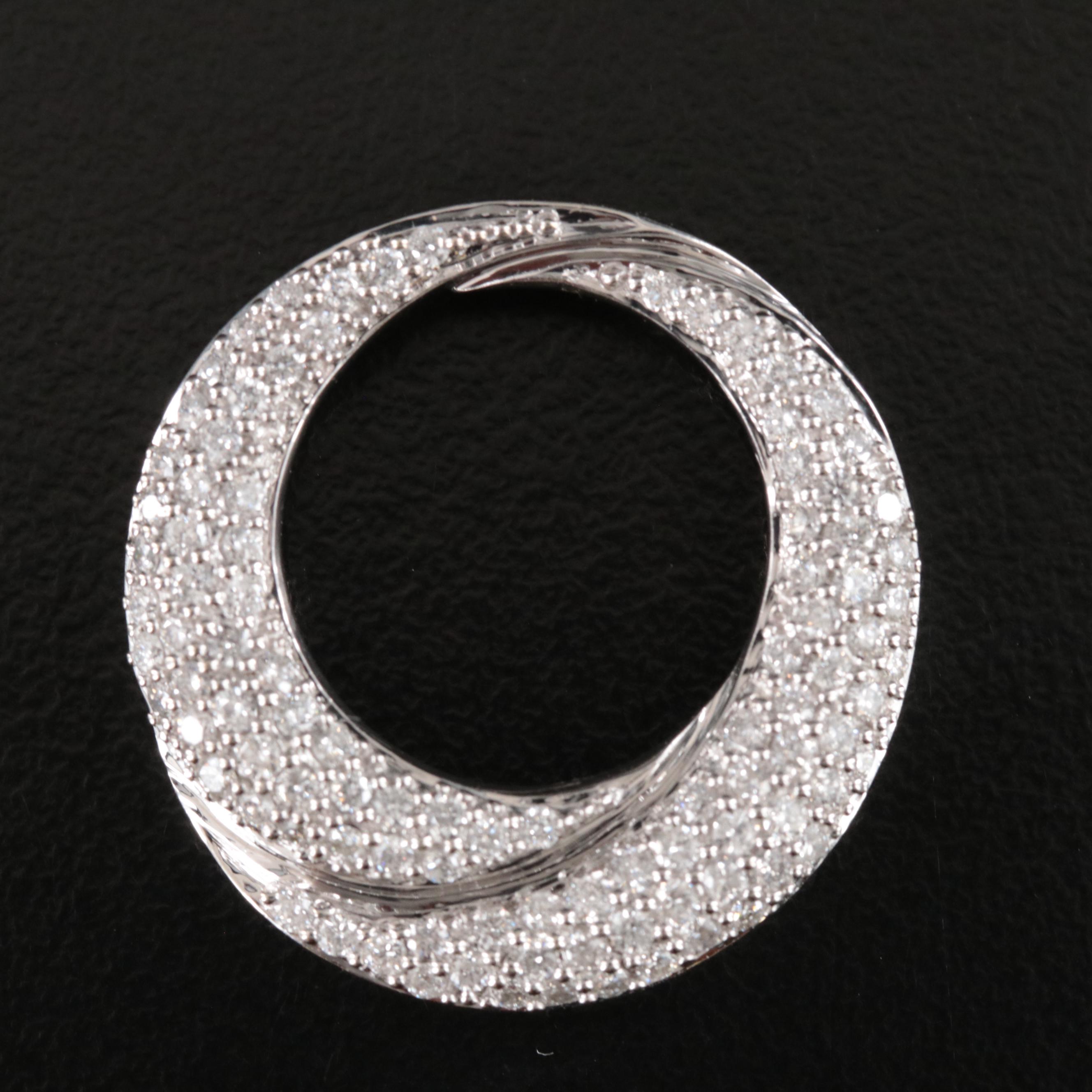 14K Pavé 1.00 CTW Diamond Circle Pendant