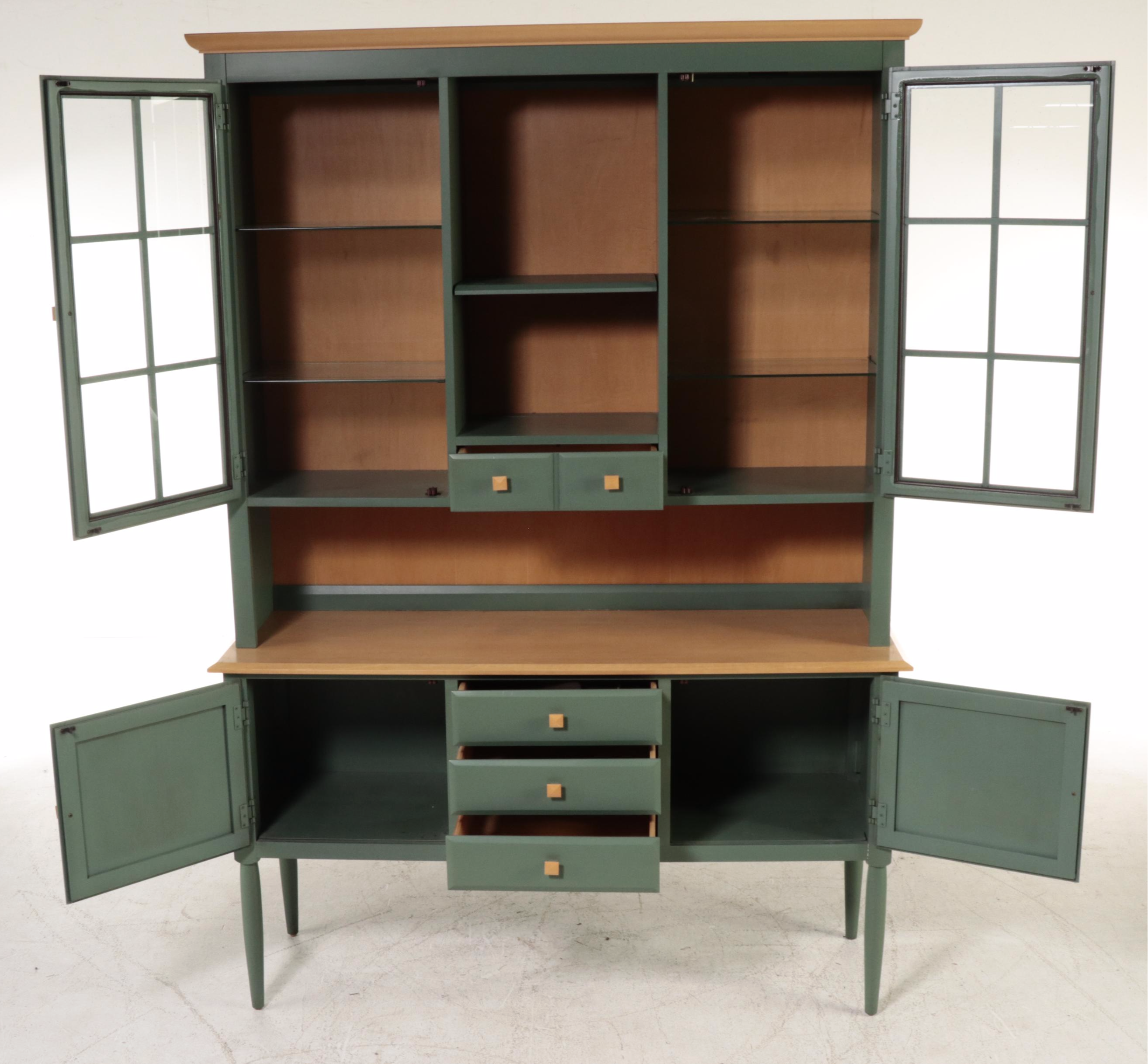 Ethan Allen Painted Wood Illuminated Hutch