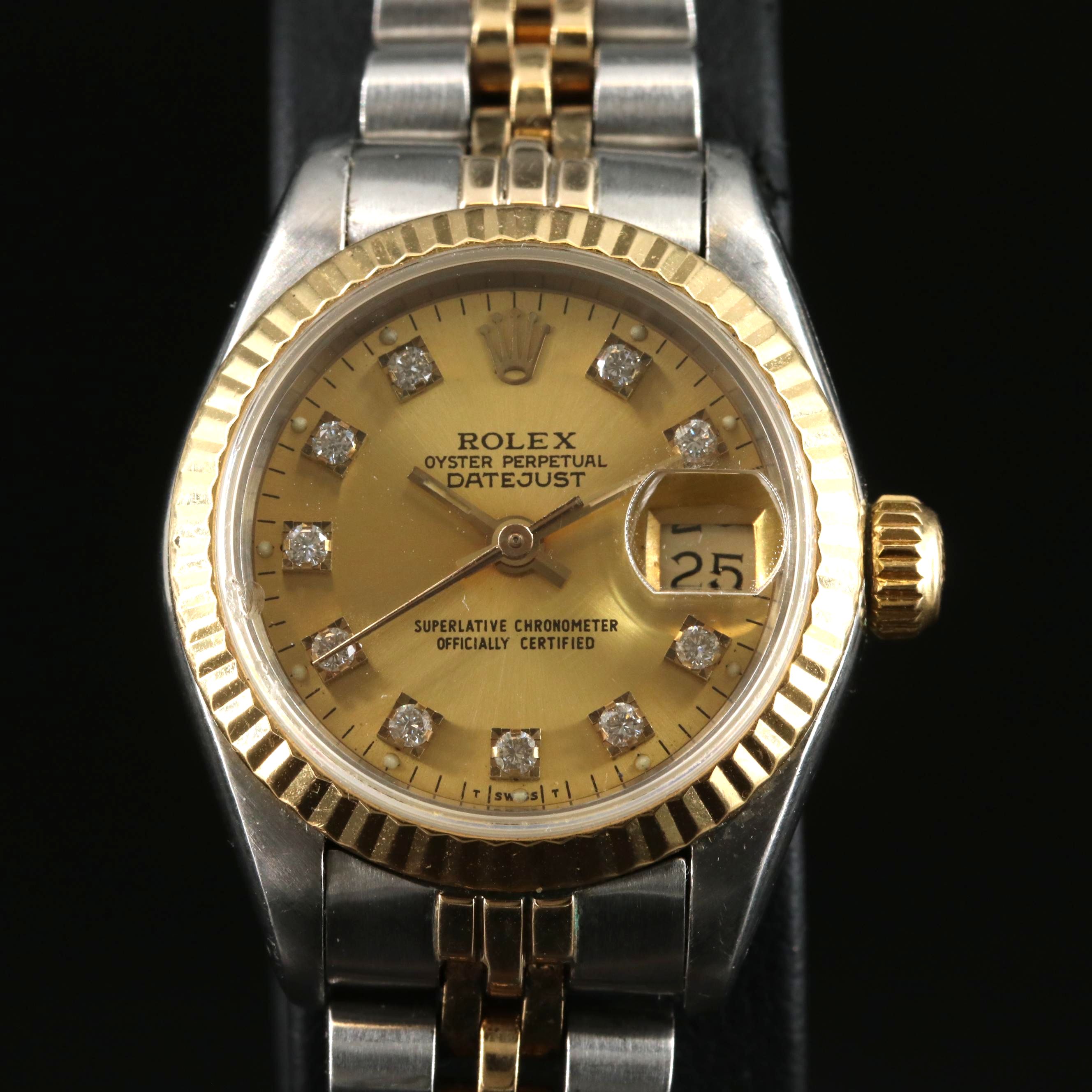 1985 Rolex Custom Diamond Dial, Two-Tone Datejust Watch