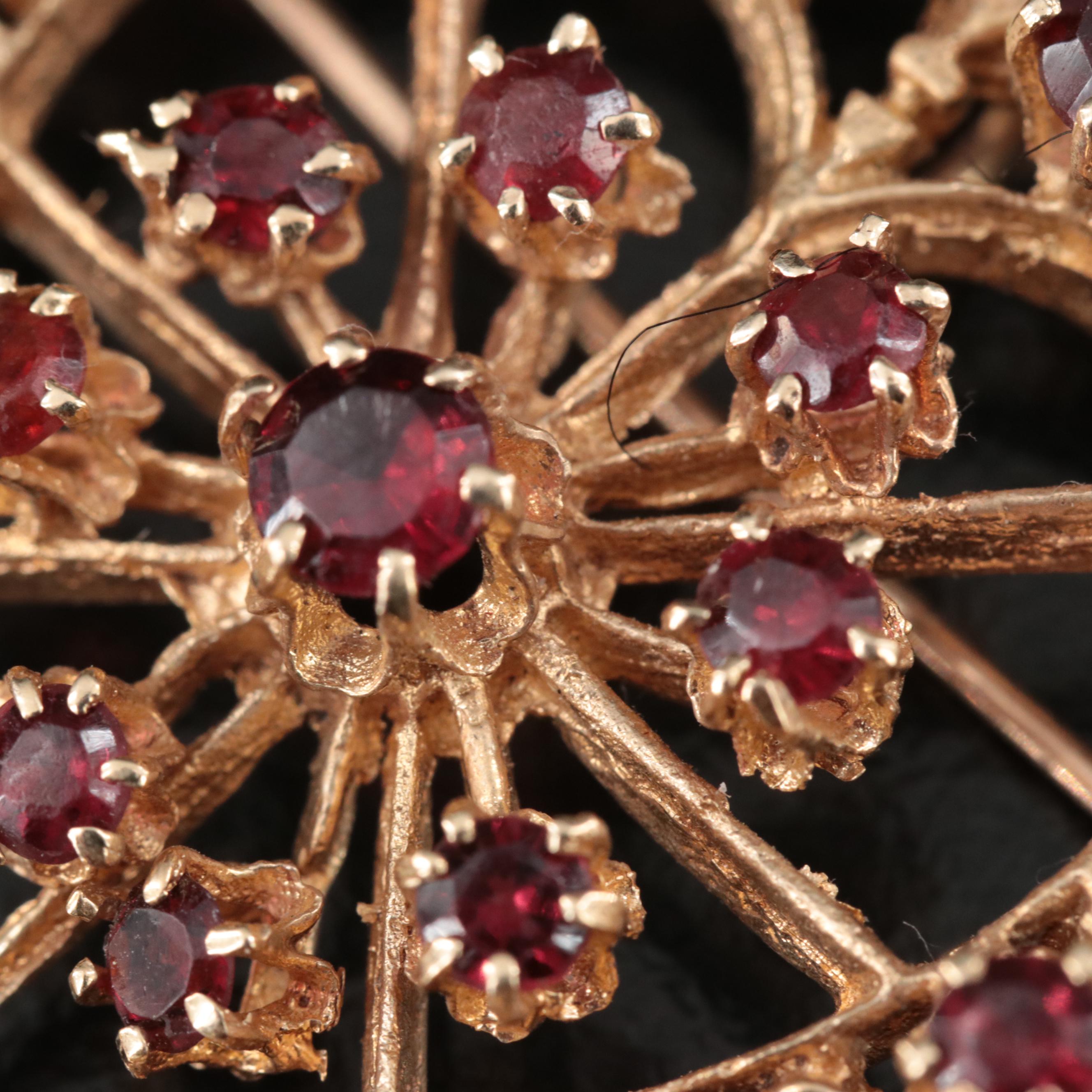 14K Garnet and Pearl Heart Converter Brooch