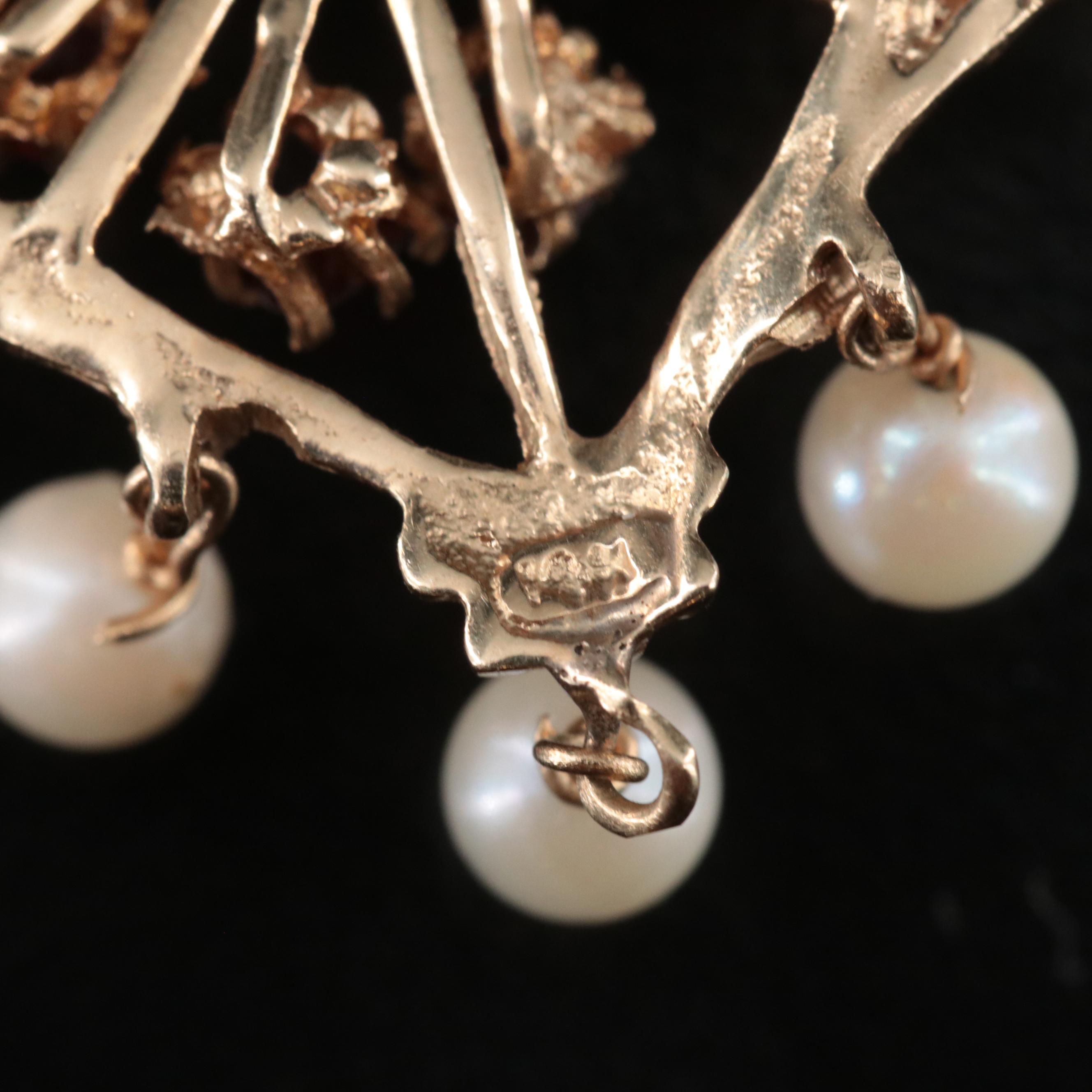 14K Garnet and Pearl Heart Converter Brooch