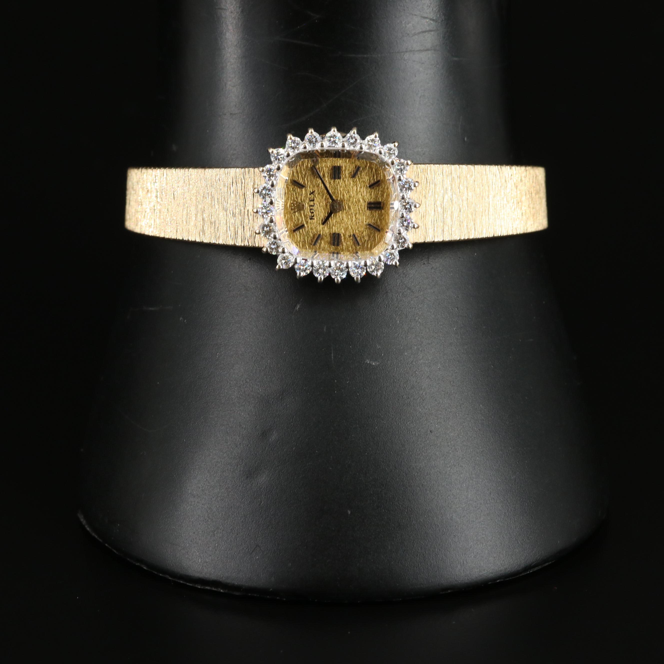 Vintage Rolex 14K Diamond Watch