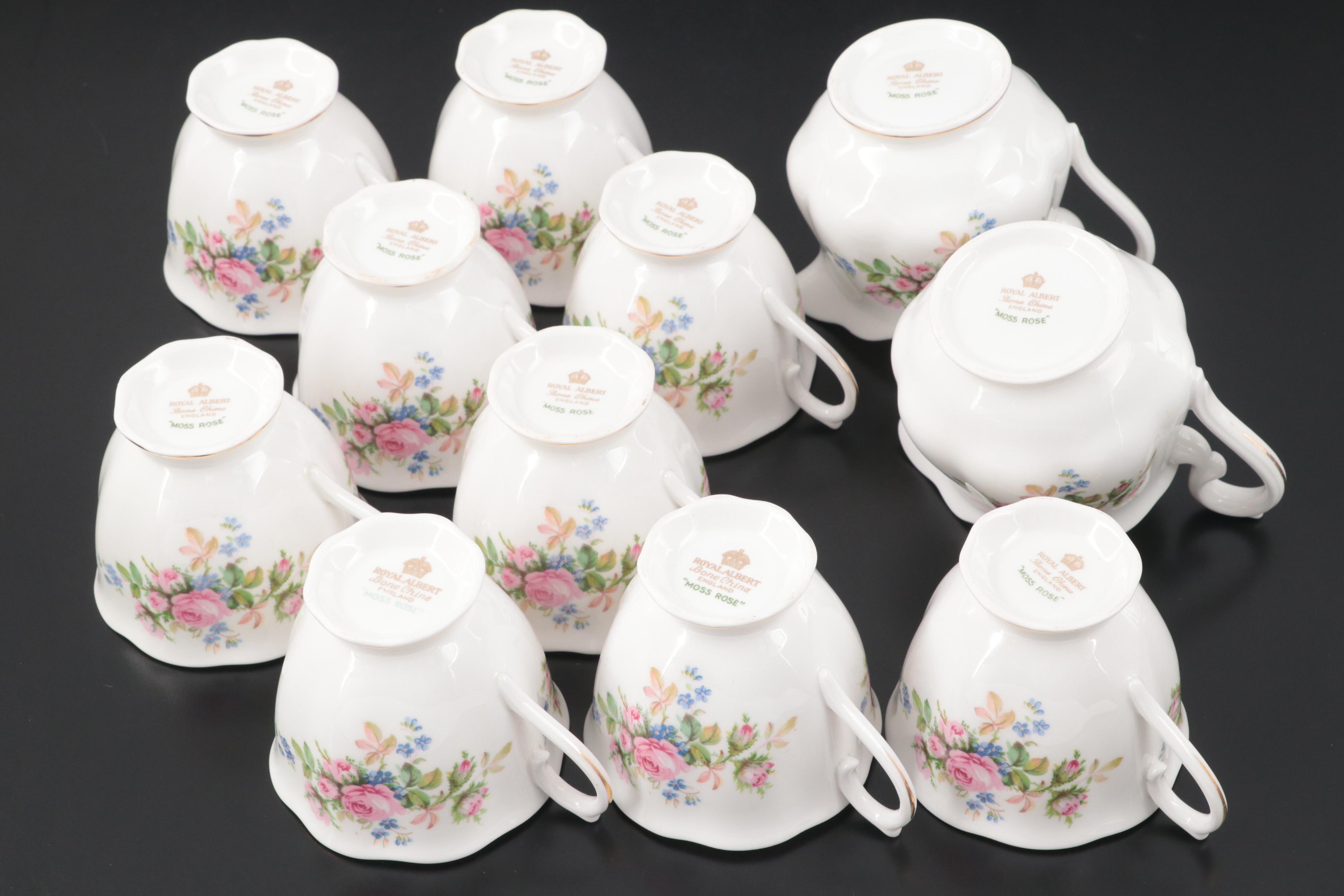 Royal Albert "Moss Rose" Bone China Dinnerware, Mid-20th Century