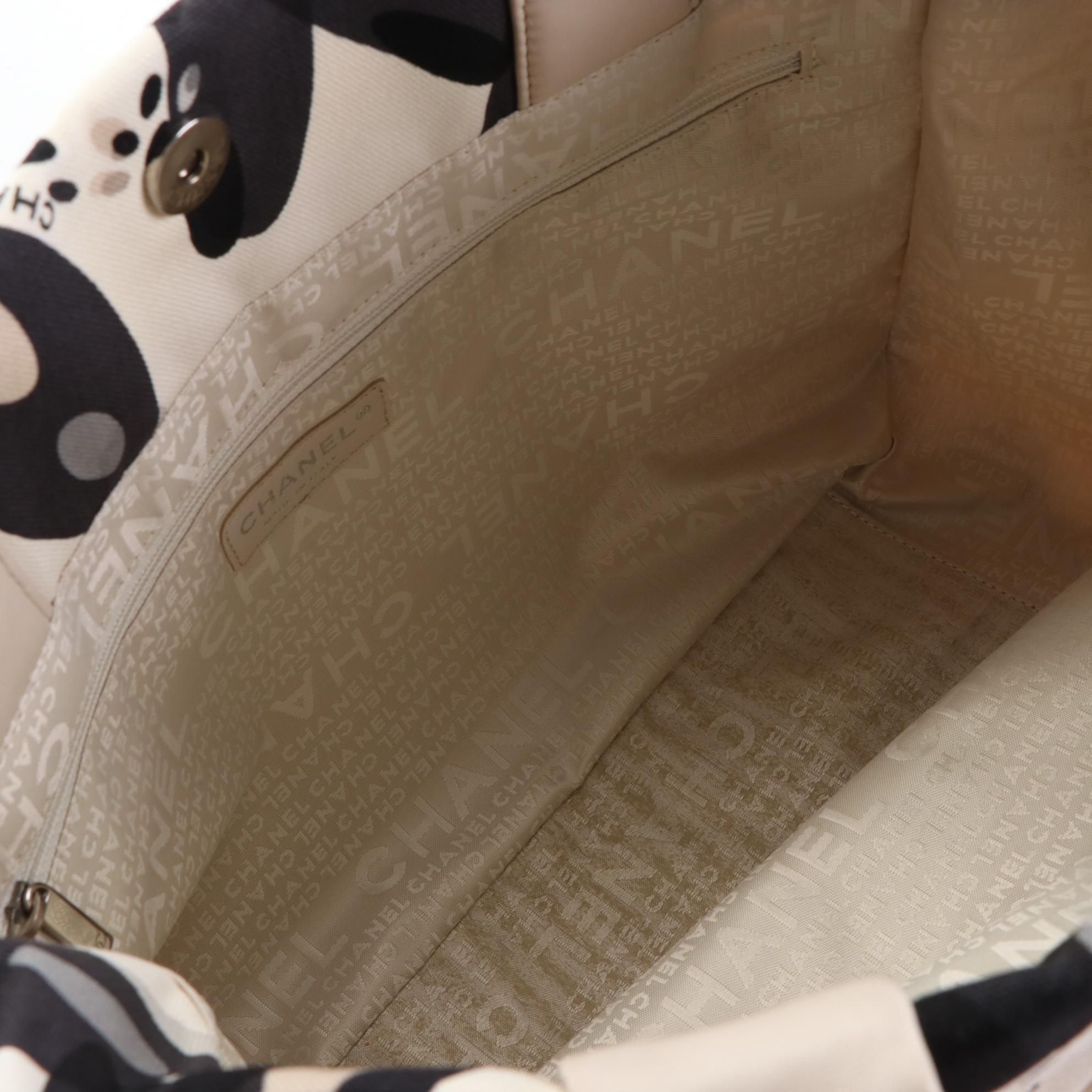 Chanel Front Pocket Tote in Printed Canvas with Lambskin Leather Trim