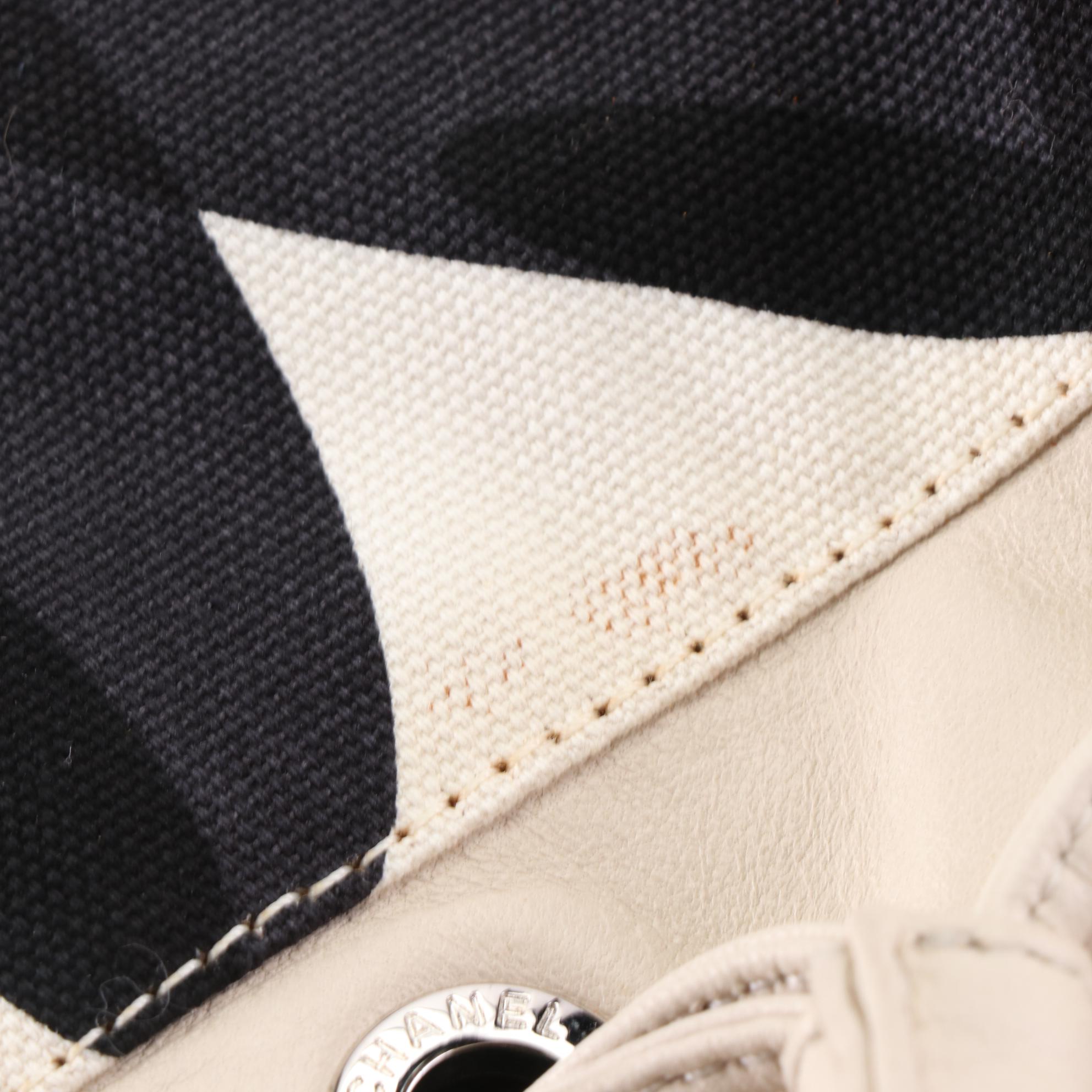 Chanel Front Pocket Tote in Printed Canvas with Lambskin Leather Trim