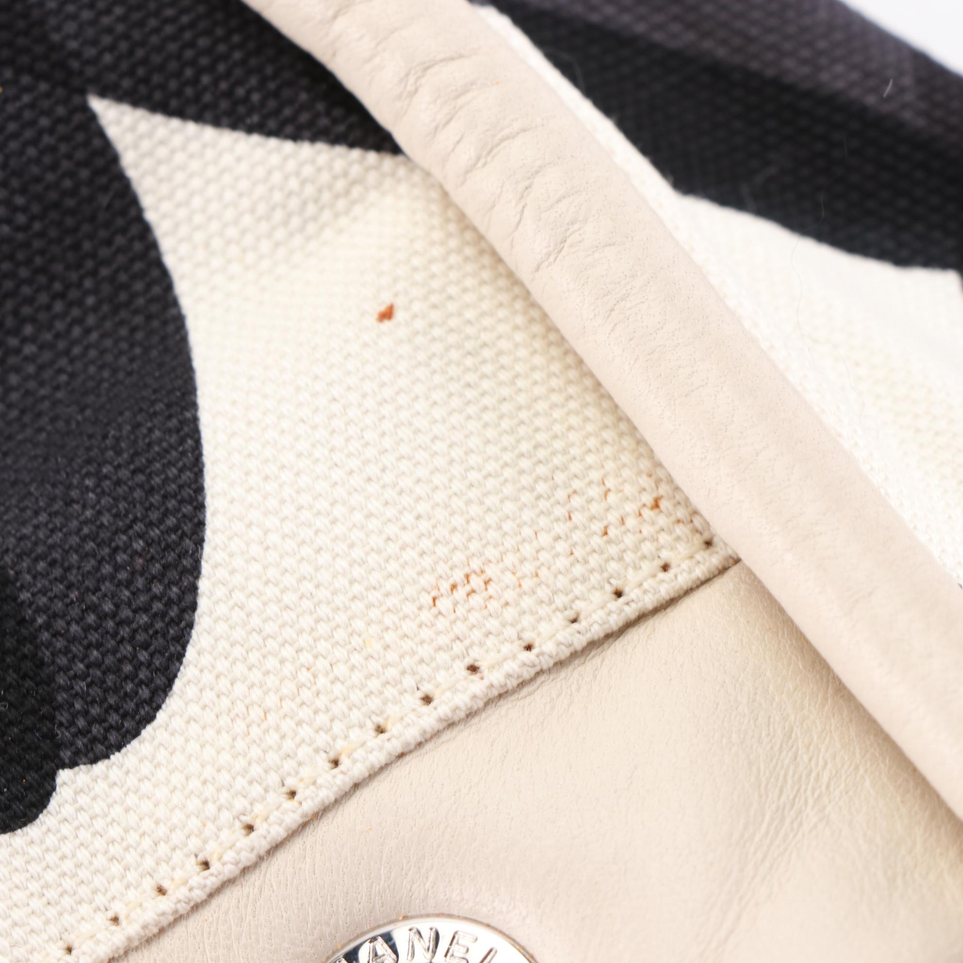 Chanel Front Pocket Tote in Printed Canvas with Lambskin Leather Trim