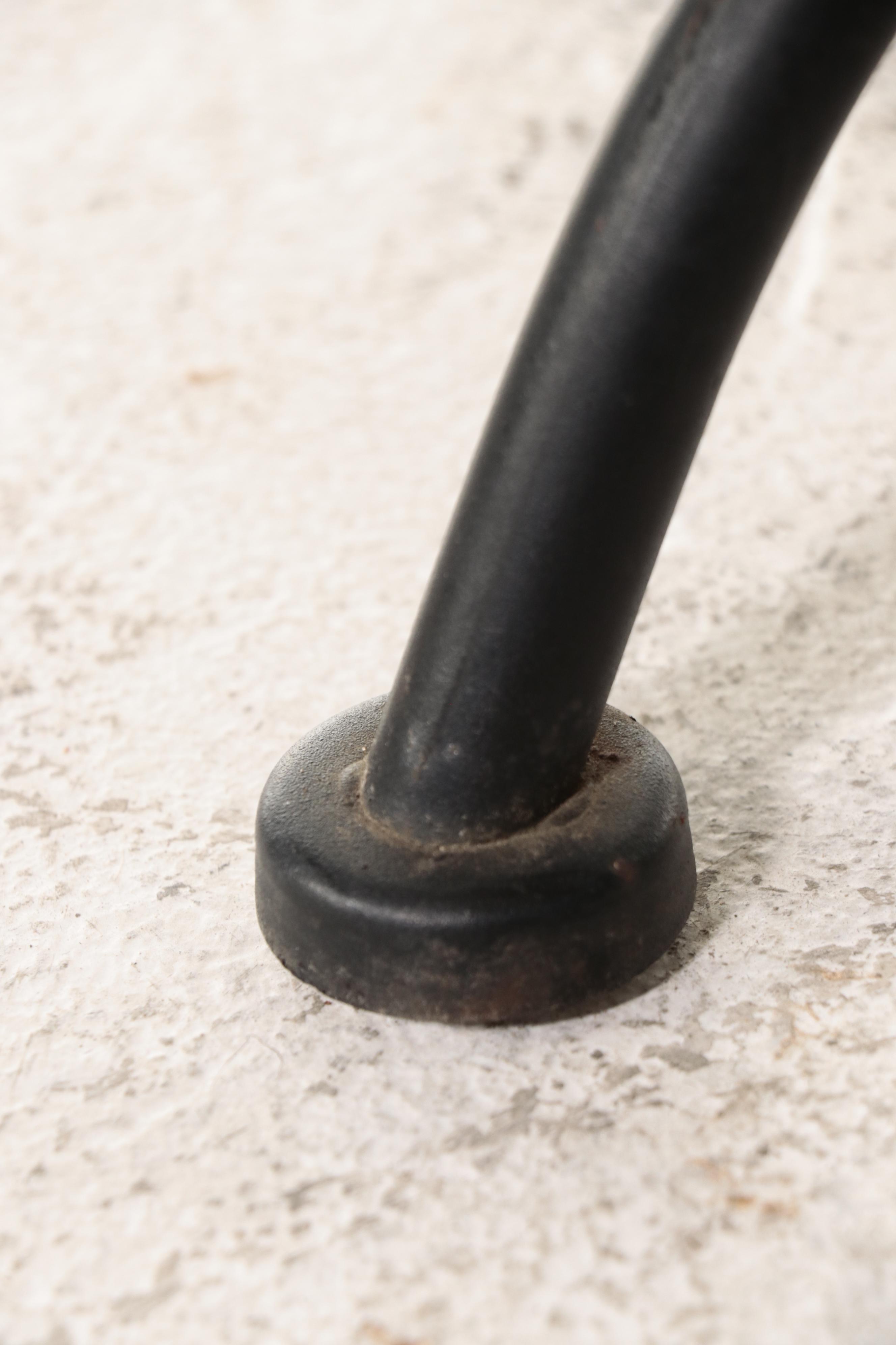 Black-Painted Metal Mesh Patio Table and Four Armchairs with Umbrella and Stand