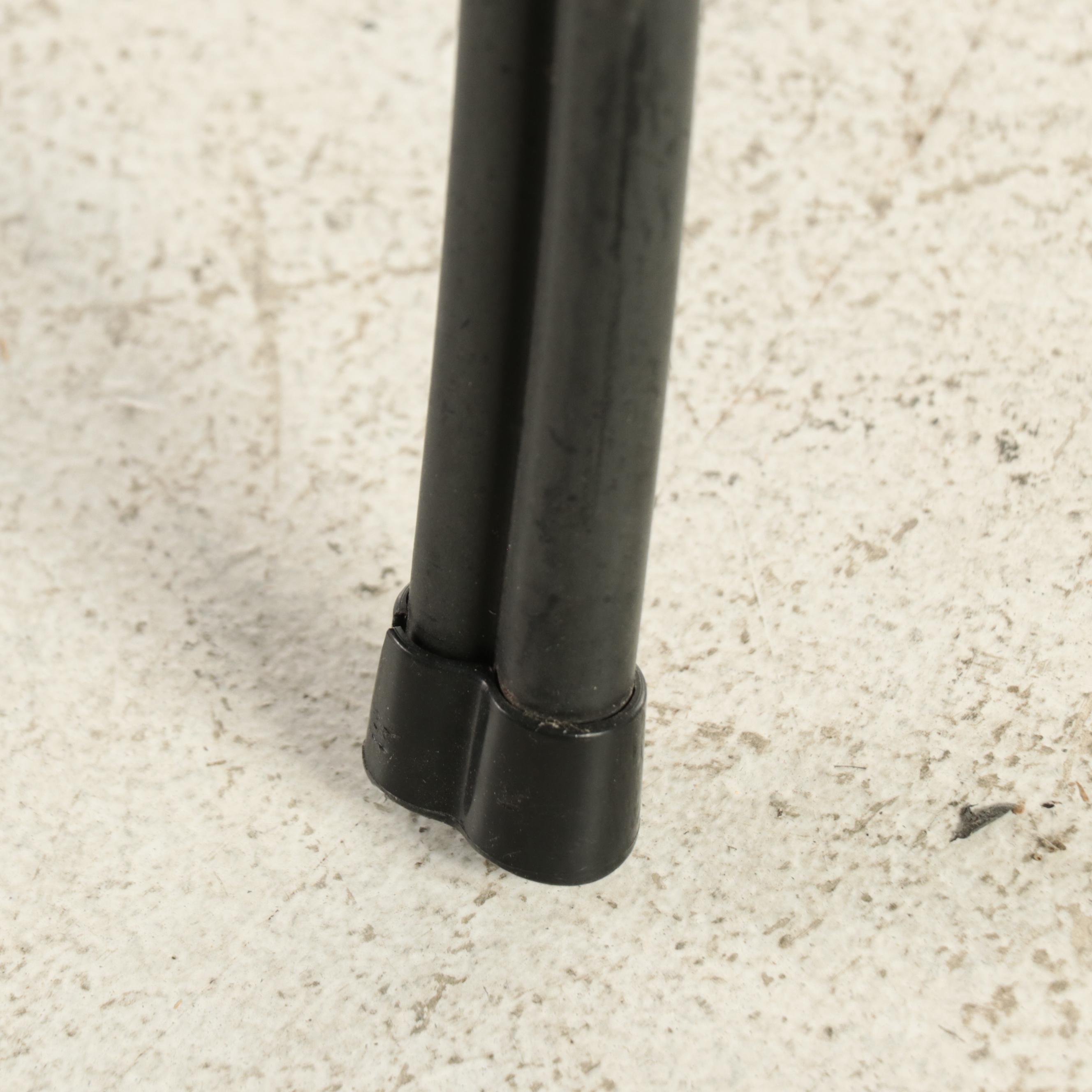 Black-Painted Metal Mesh Patio Table and Four Armchairs with Umbrella and Stand