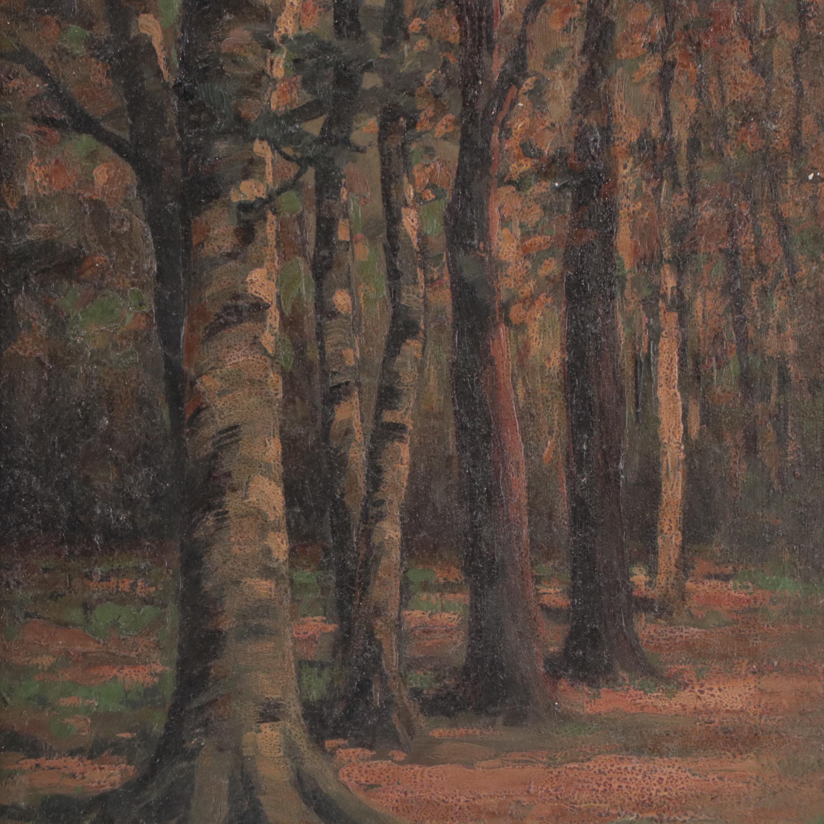 Woodland Interior Oil Painting, Circa 1895
