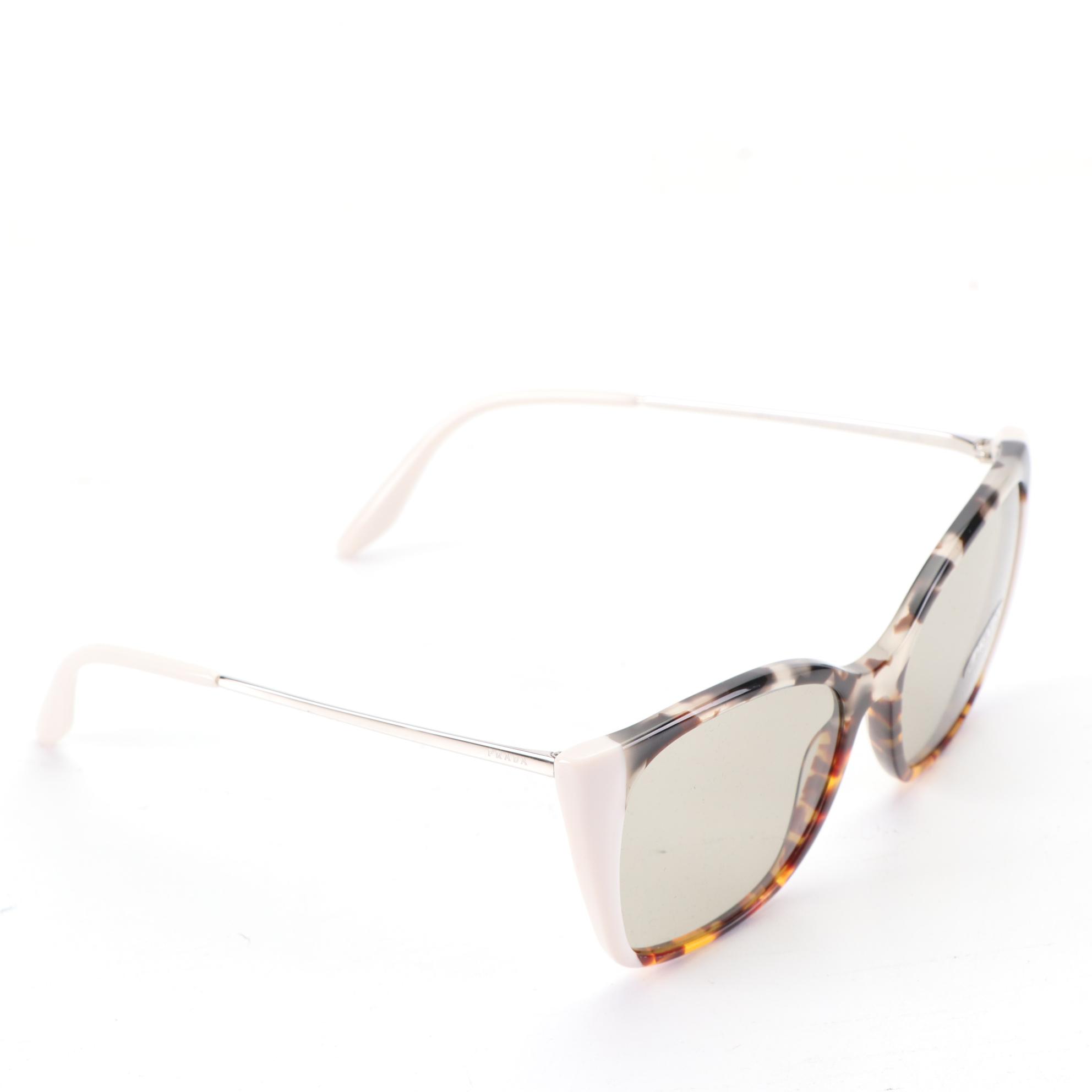 Prada SPR 12X Modified Cat Eye Sunglasses with Case and Box