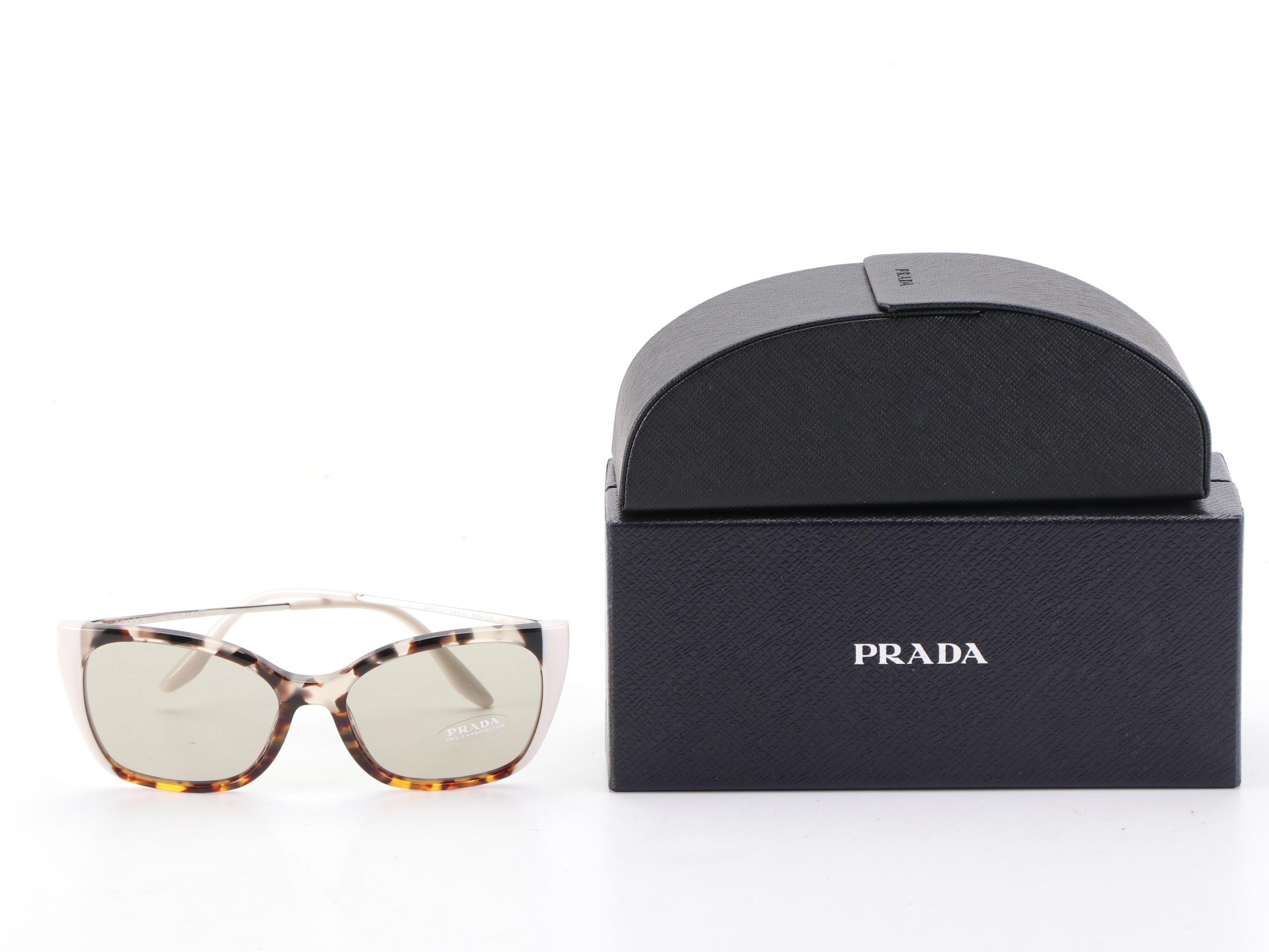 Prada SPR 12X Modified Cat Eye Sunglasses with Case and Box