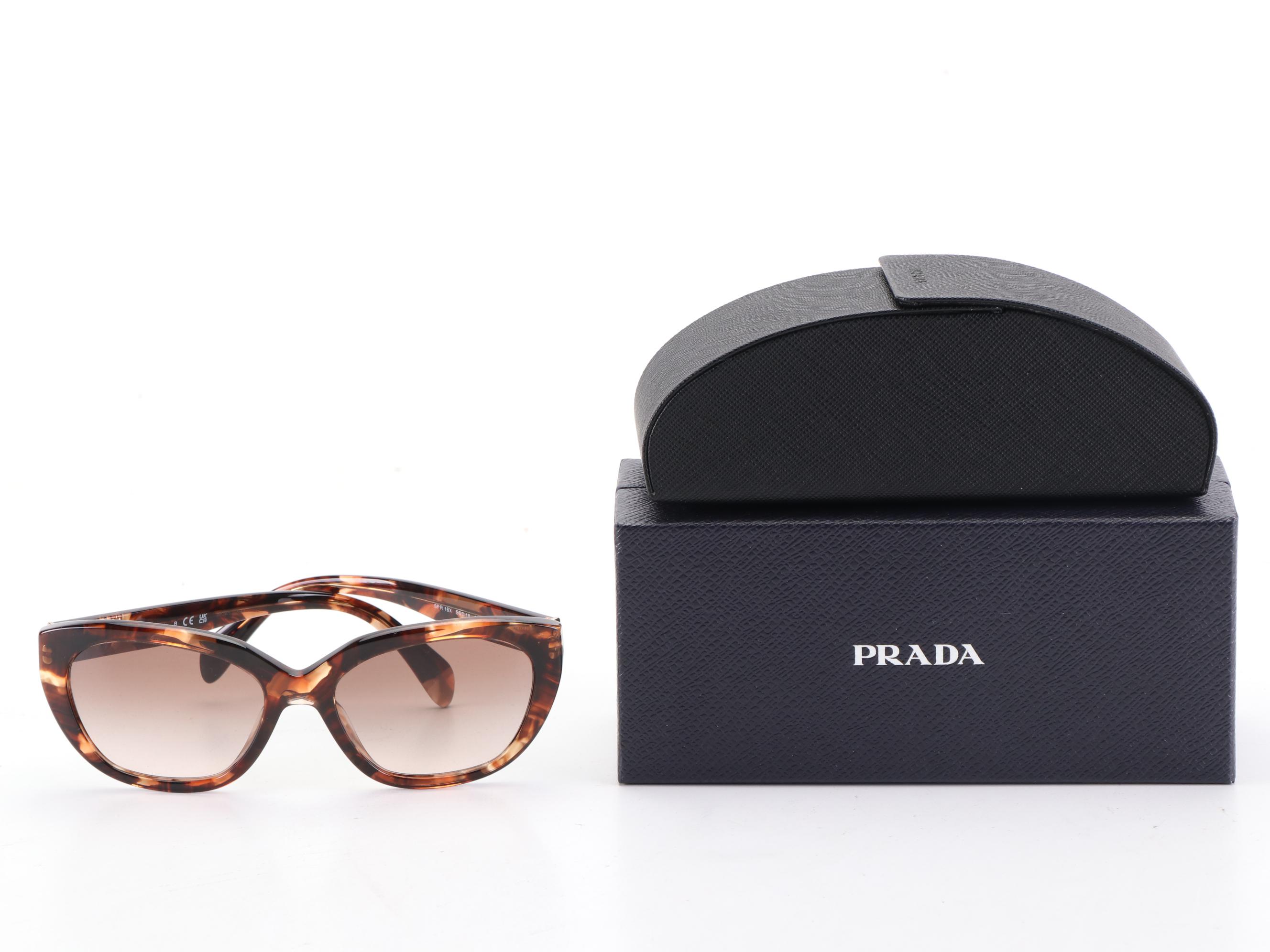 Prada SPR16X Modified Cat Eye Sunglasses with Case and Box