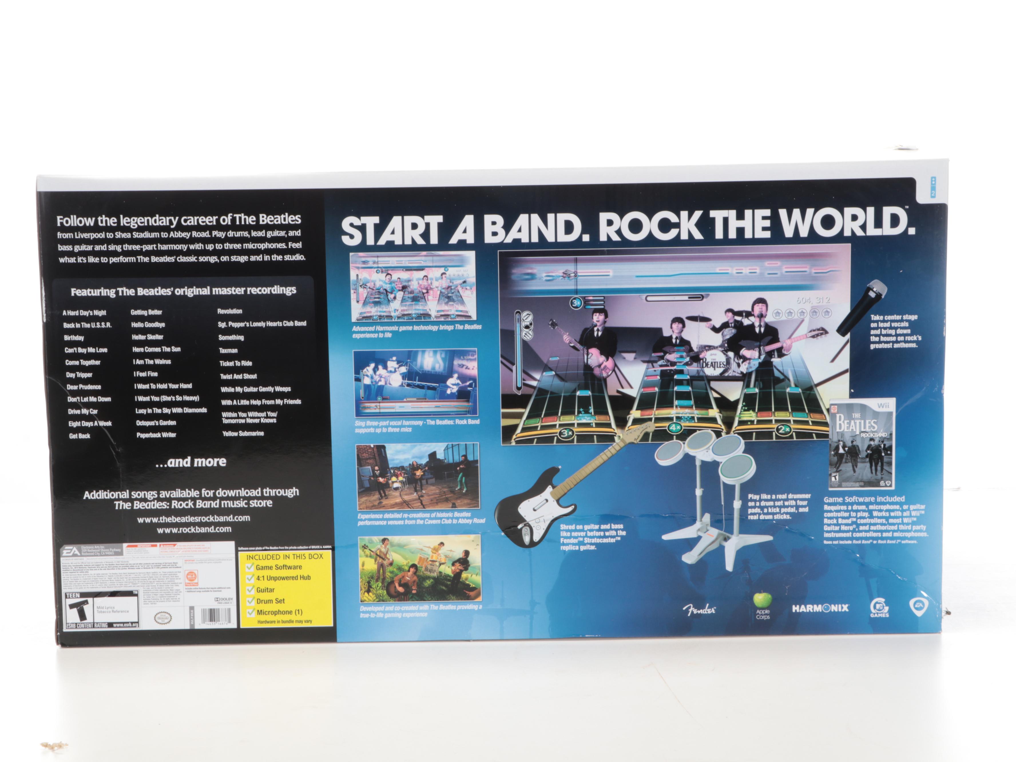 Wii Rock Band Game with Video Game Controllers, Gretsch Guitar and More