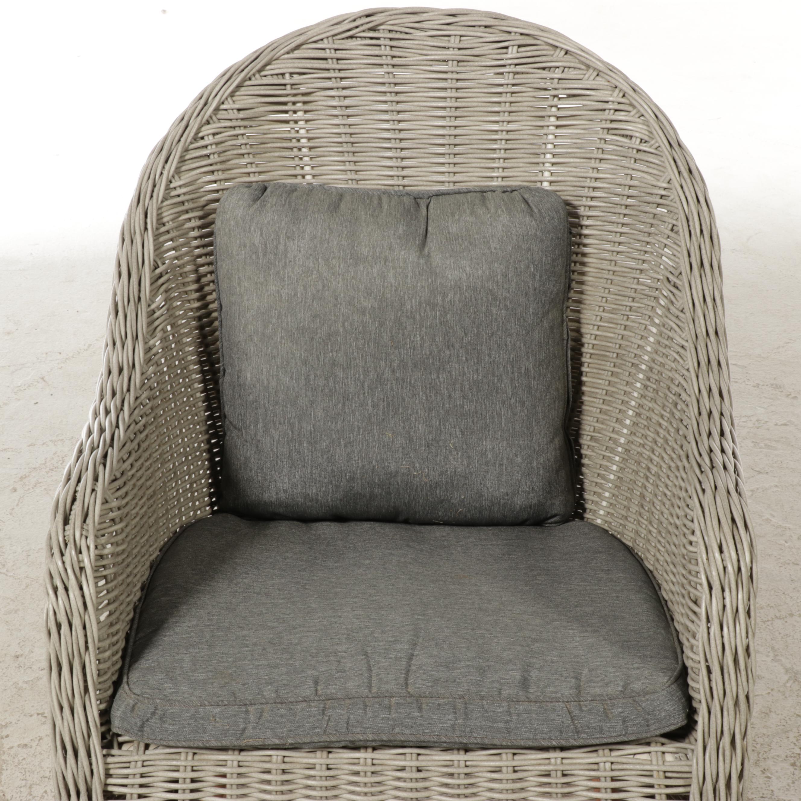 Martha Stewart Grey-Painted Wicker Rocking Chair with Cushions