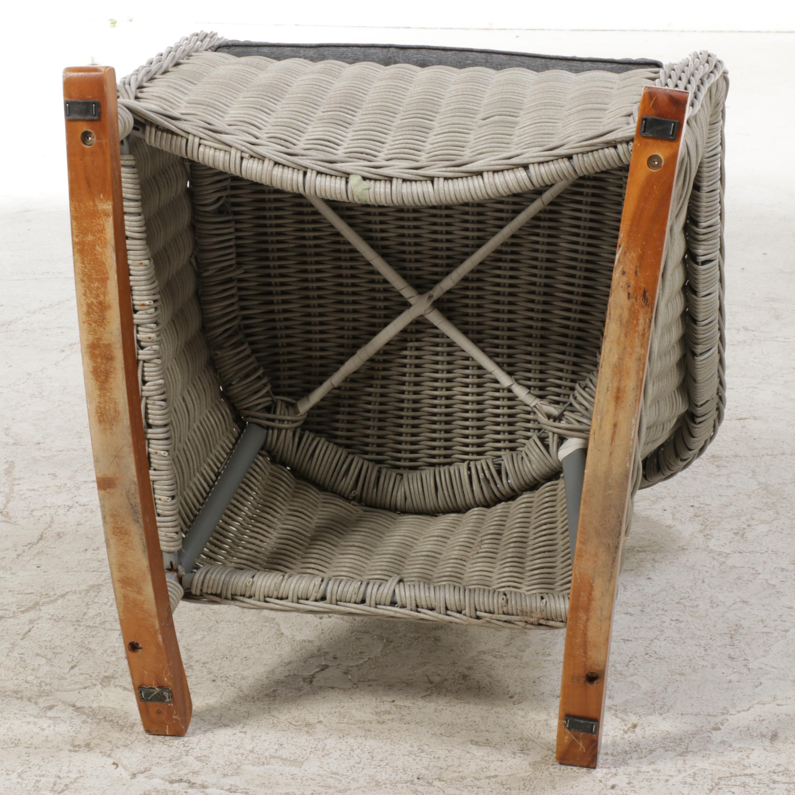 Martha Stewart Grey-Painted Wicker Rocking Chair with Cushions