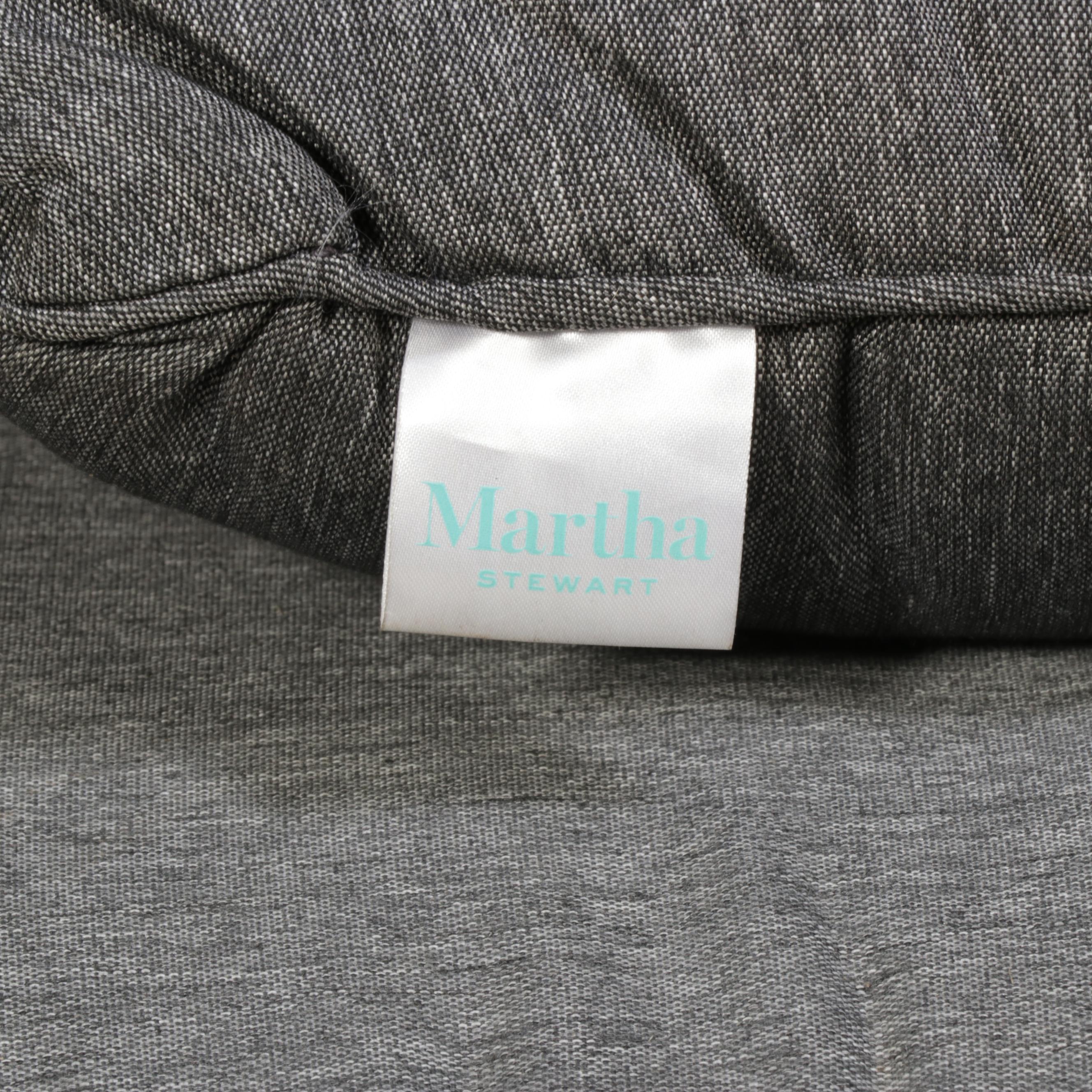 Martha Stewart Grey-Painted Wicker Rocking Chair with Cushions