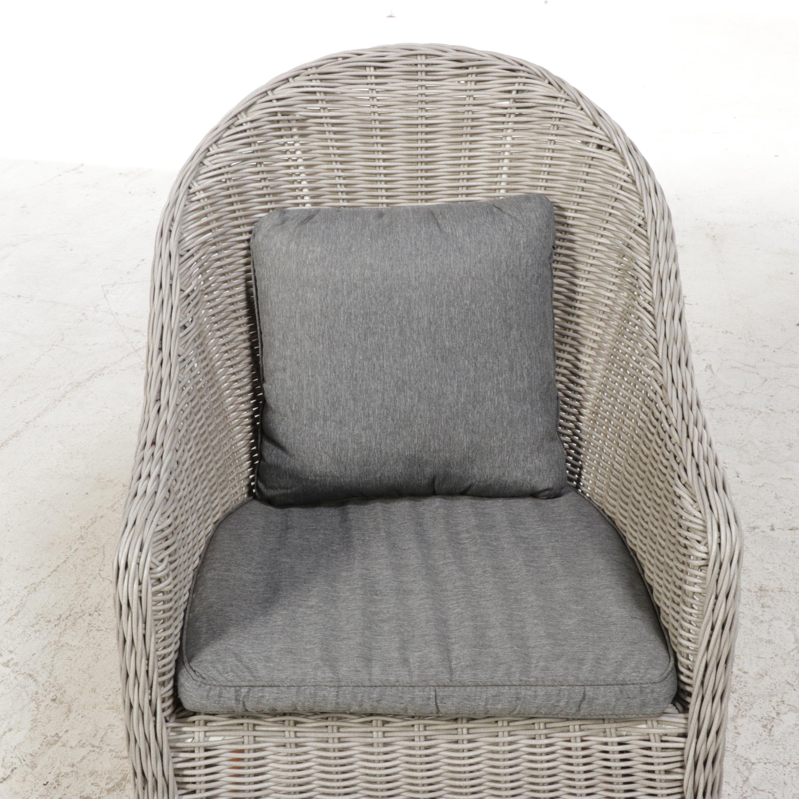 Martha Stewart GreyPainted Wicker Rocking Chair with Cushions EBTH