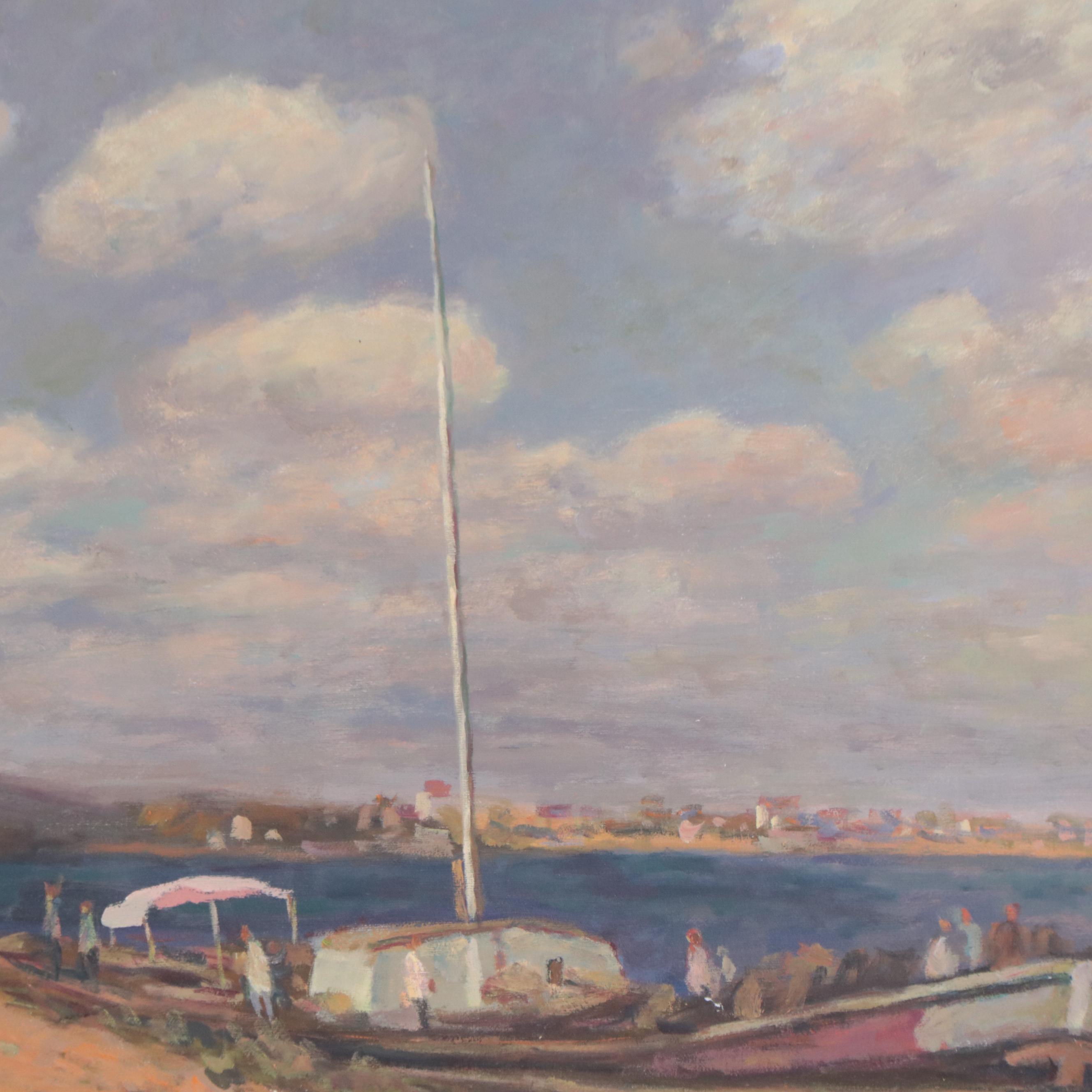 Bloemer Harbor Scene Oil Painting