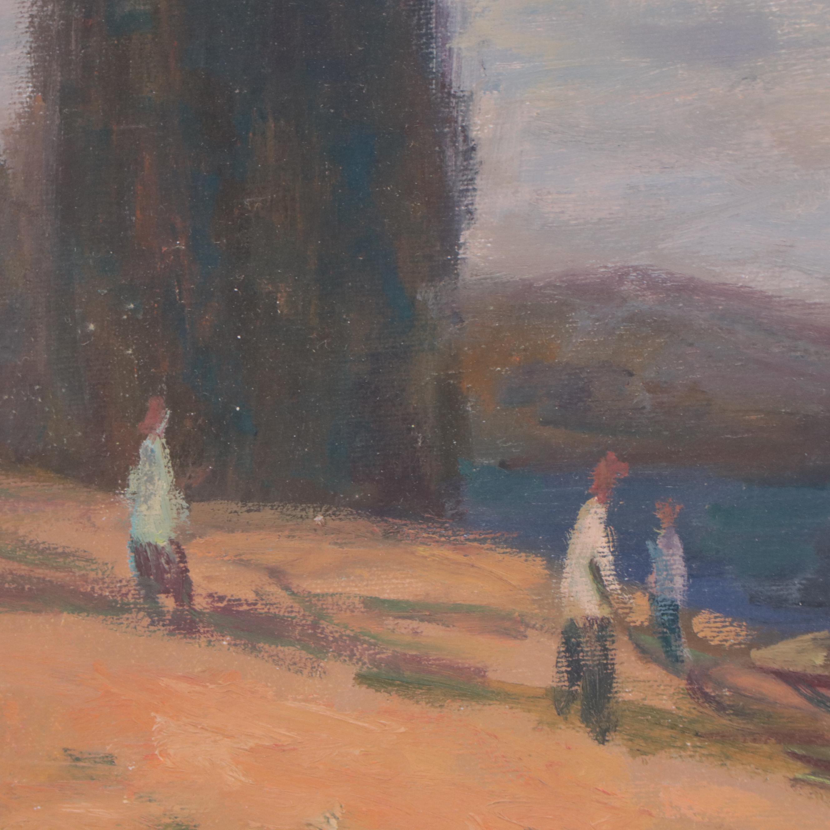 Bloemer Harbor Scene Oil Painting